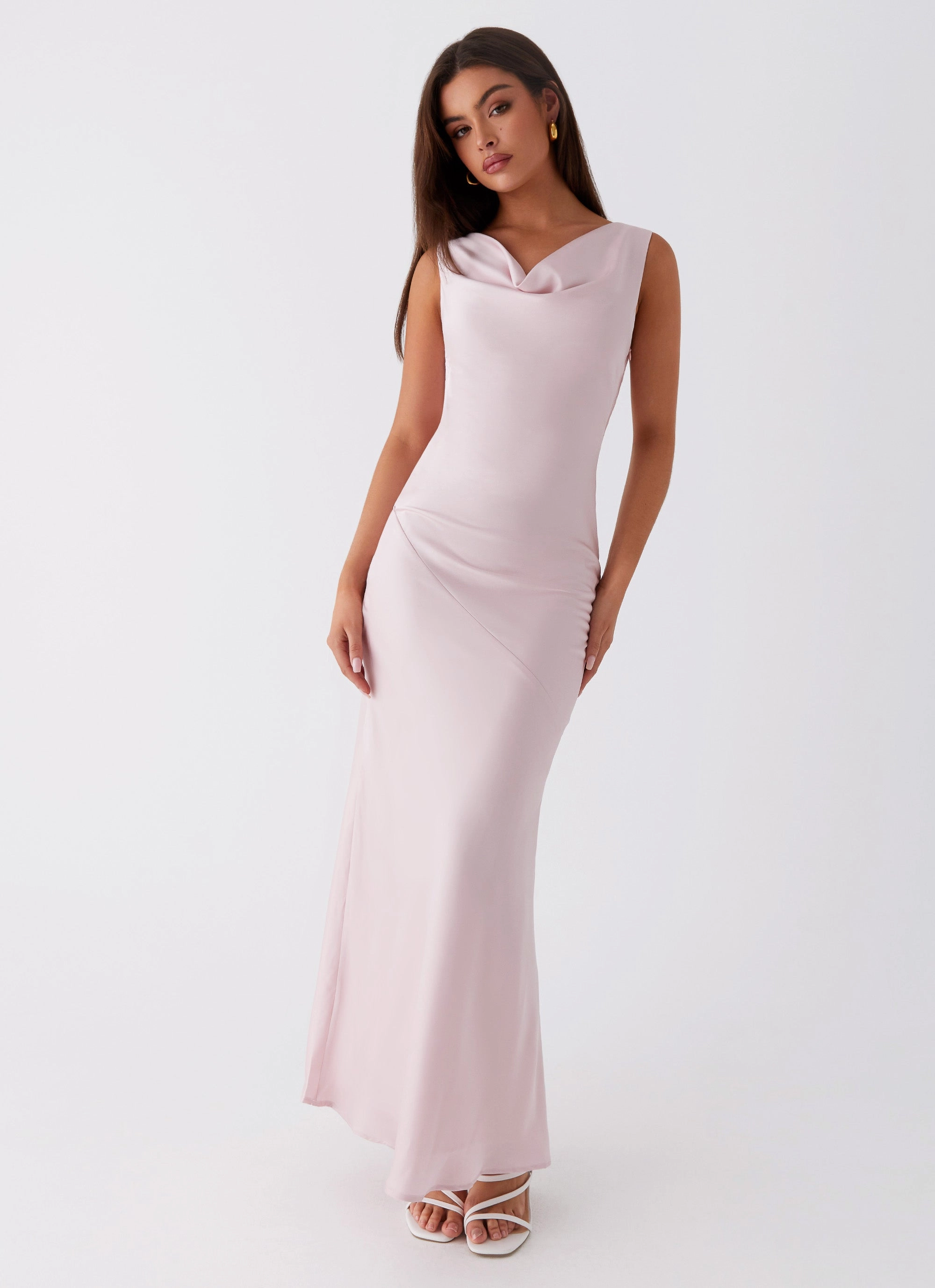 Be Mine Satin Maxi Dress - Mauve Pink Cool Form