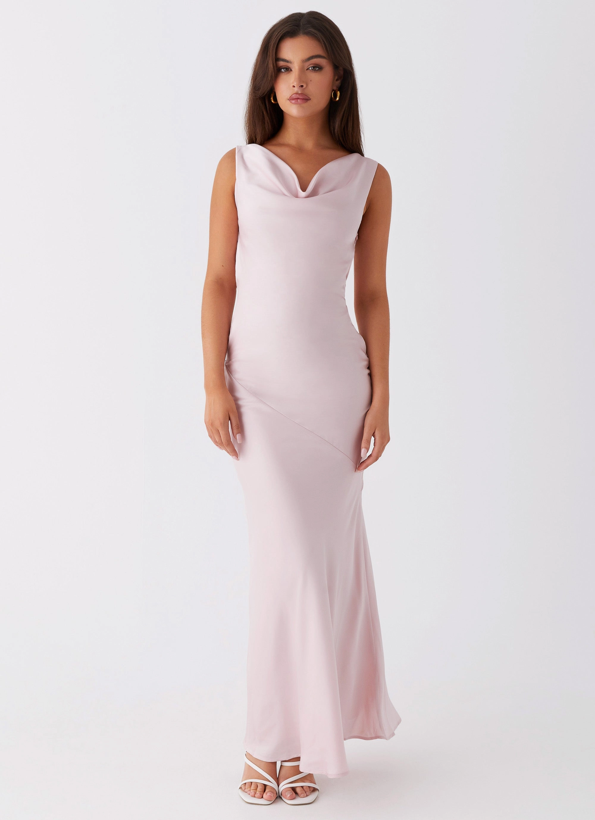 Be Mine Satin Maxi Dress - Mauve Pink Stylish Fit Cotton-Blend