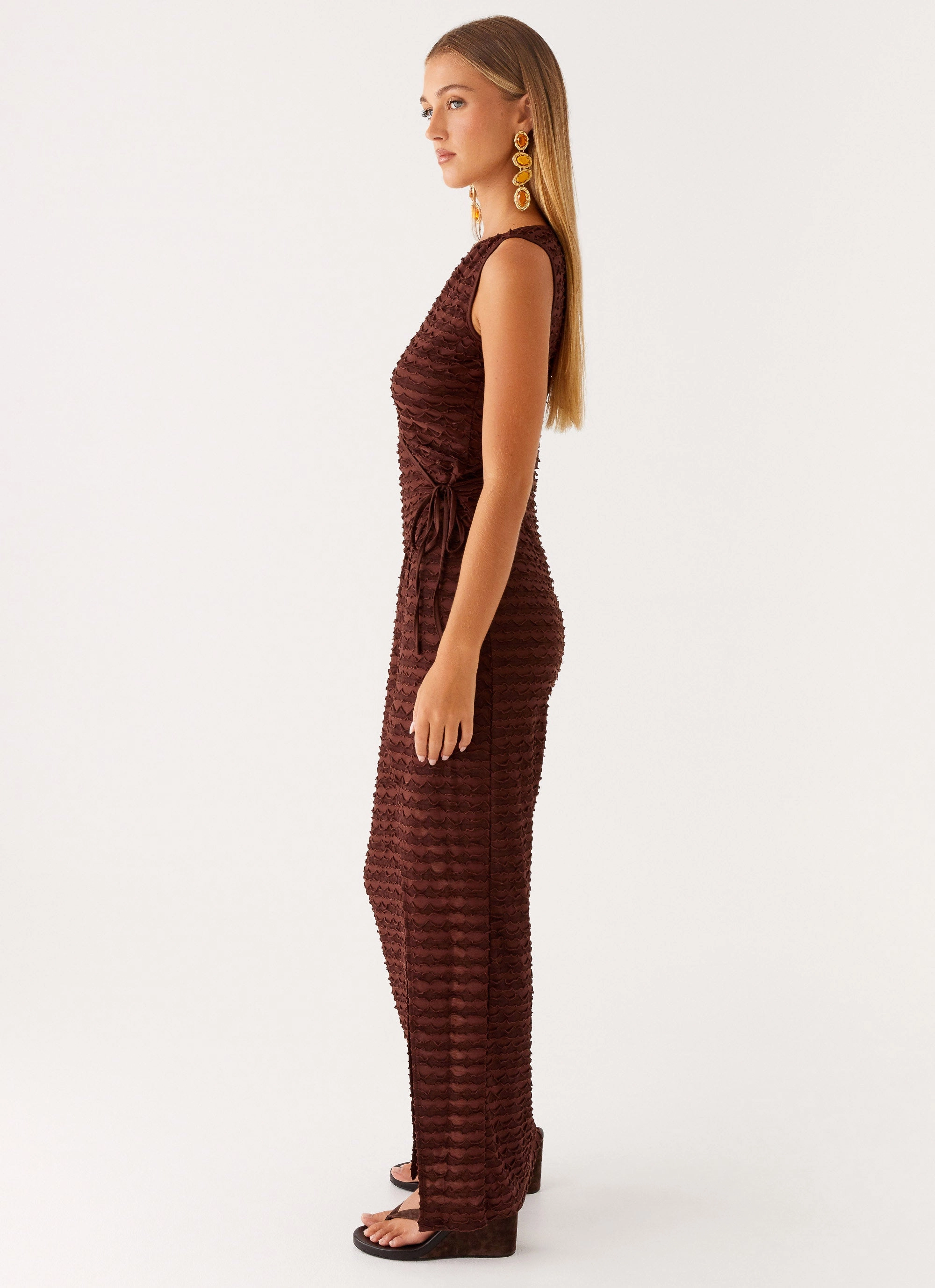 Sterling Wrap Maxi Dress - Chocolate Fall Silhouette Fashionable outfit for outings
