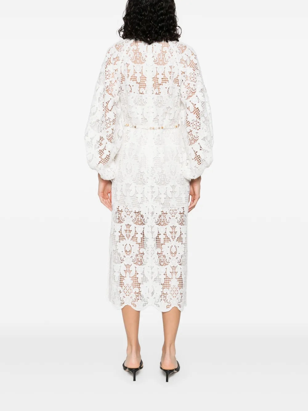 Chic Silhouette Bold Simplicity Coco Lace Midi Dress in Ivory