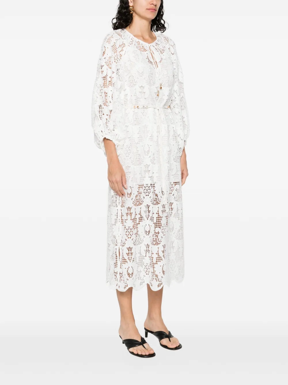Coco Lace Midi Dress in Ivory Sleek Cut