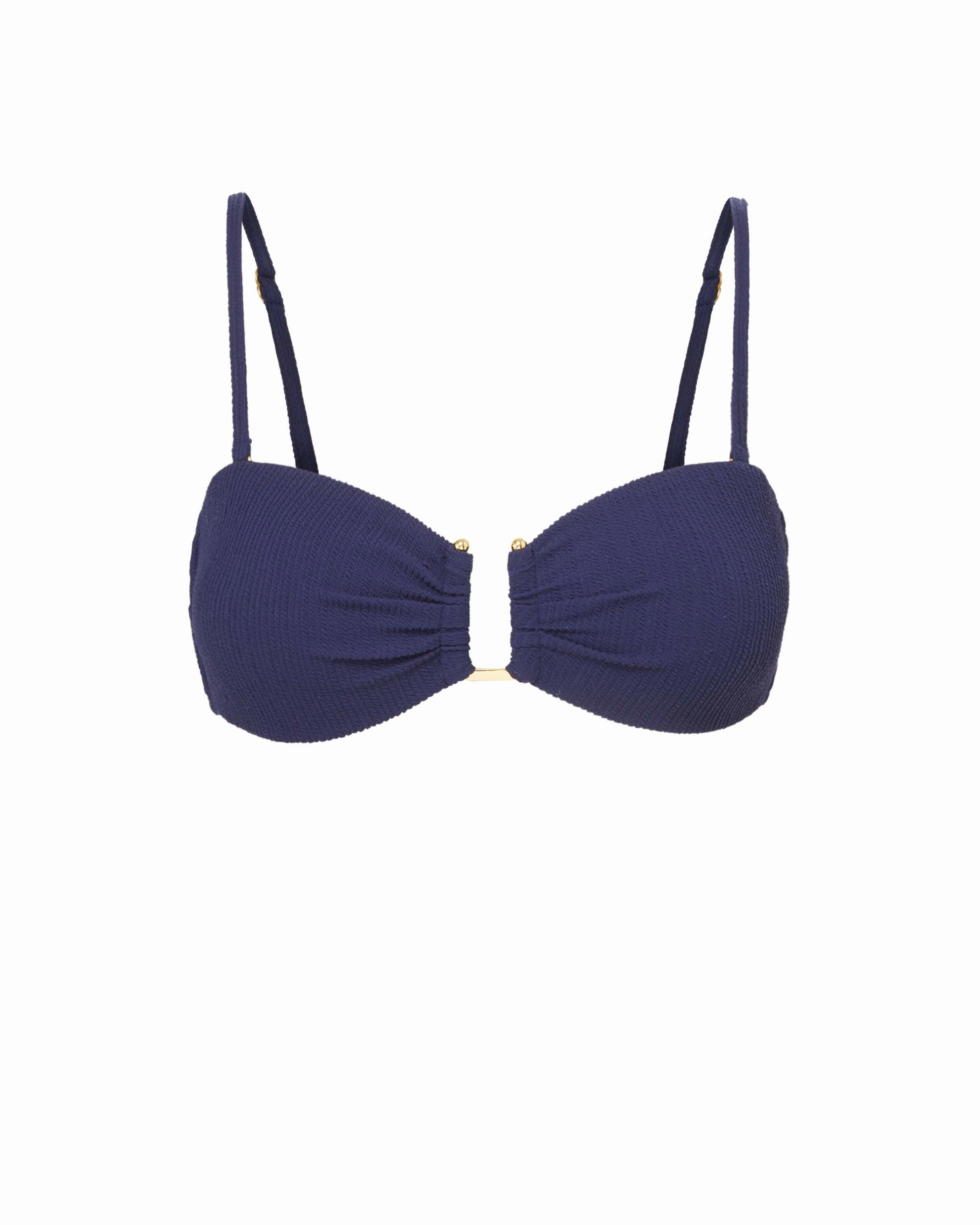 Gina Top In Navy Texture Saltwater Proof Elastic Minimal Seam Profile