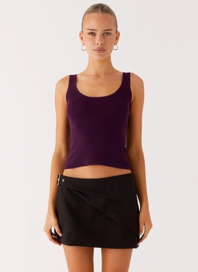 No Signal Knit Top - Plum Eco Friendly Dye