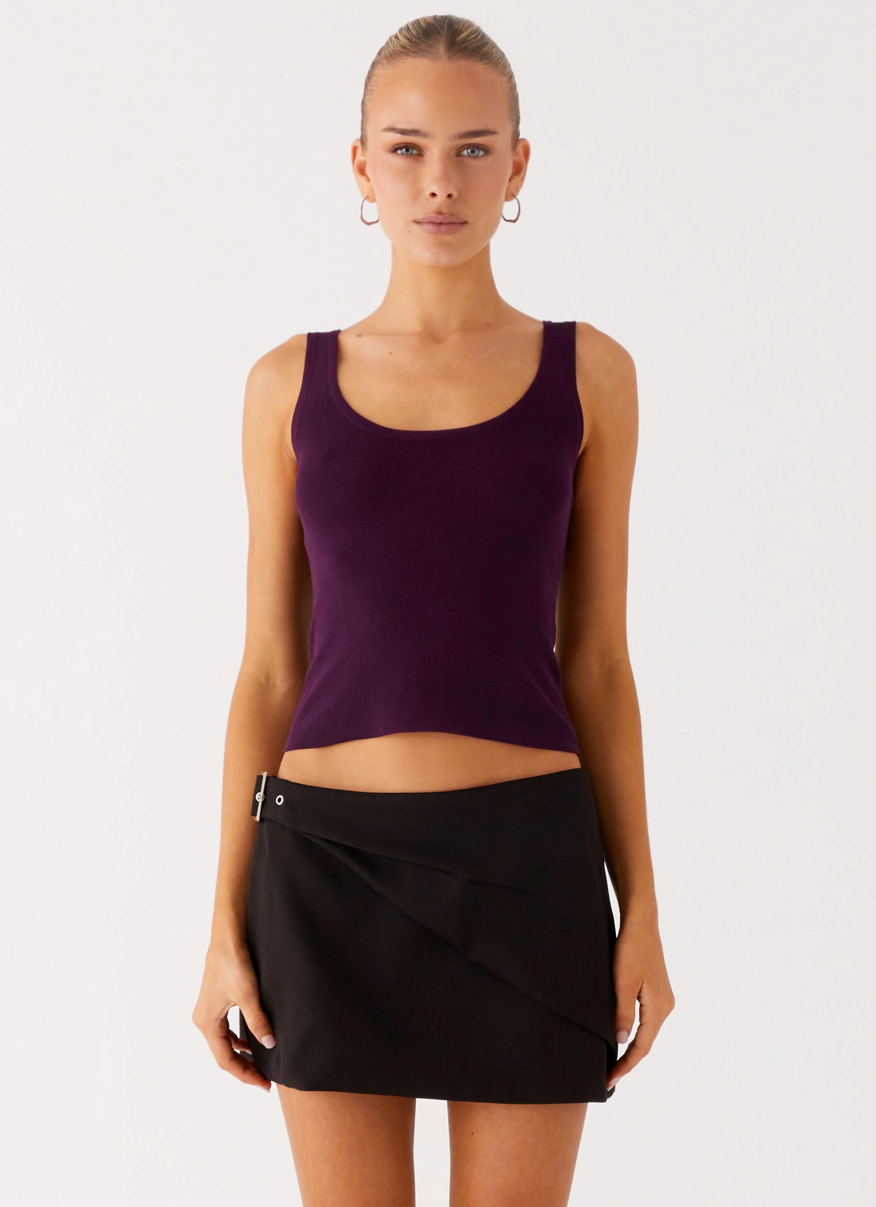 No Signal Knit Top - Plum Eco Friendly Dye