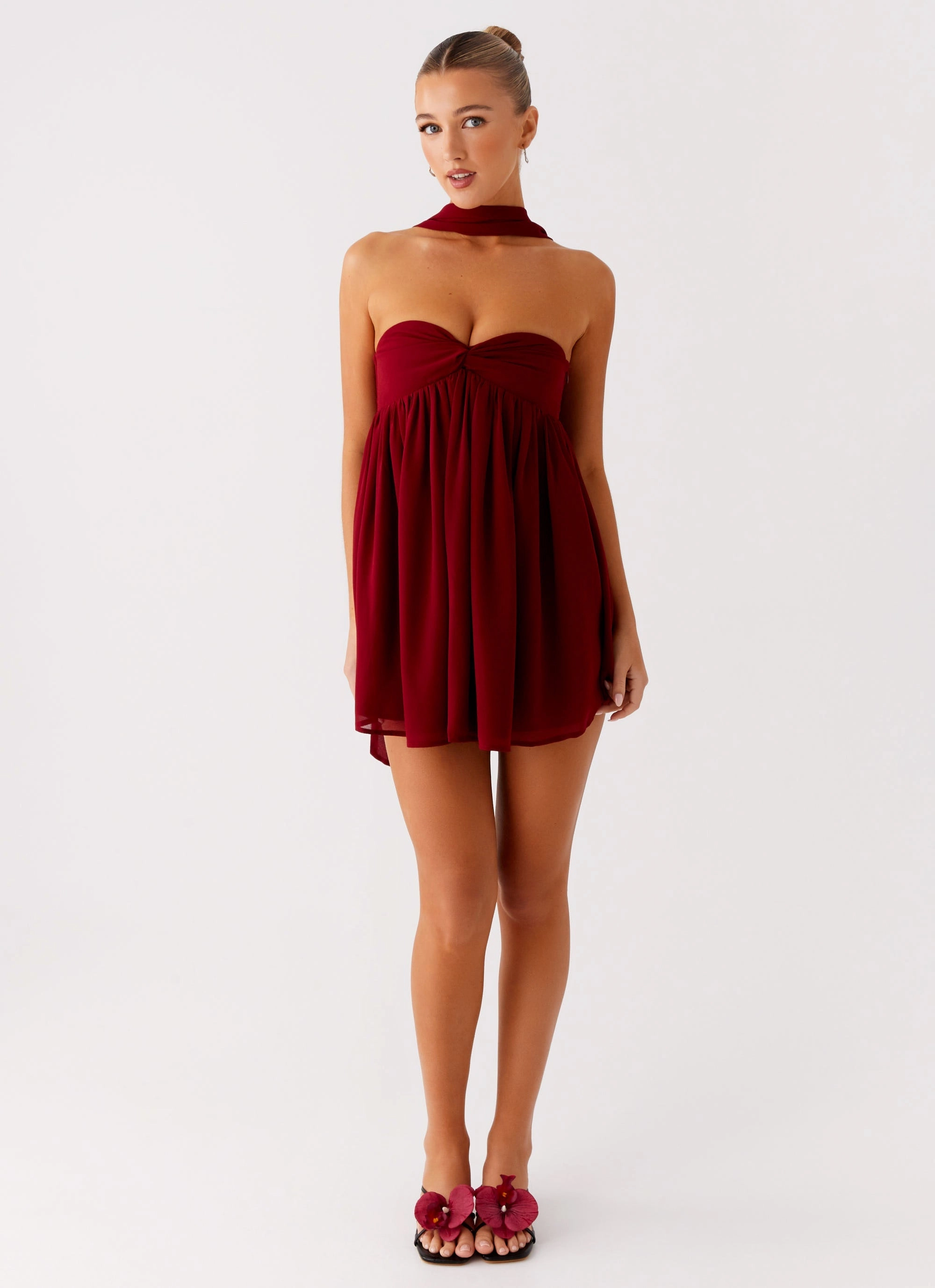 Signature-Style Silky Mood Saturn Mini Dress - Maroon