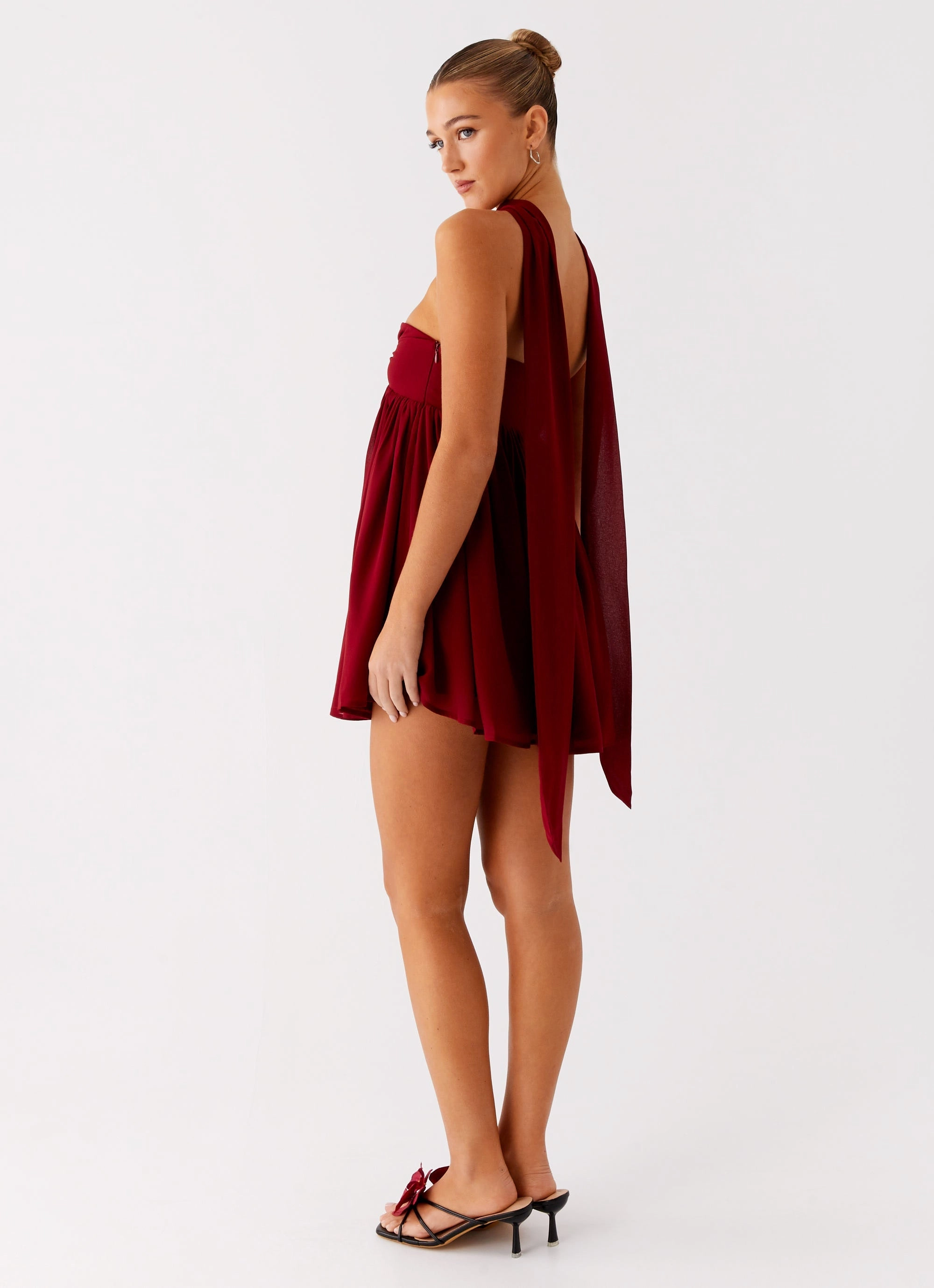 Silky-Lining Comfy Style Saturn Mini Dress - Maroon