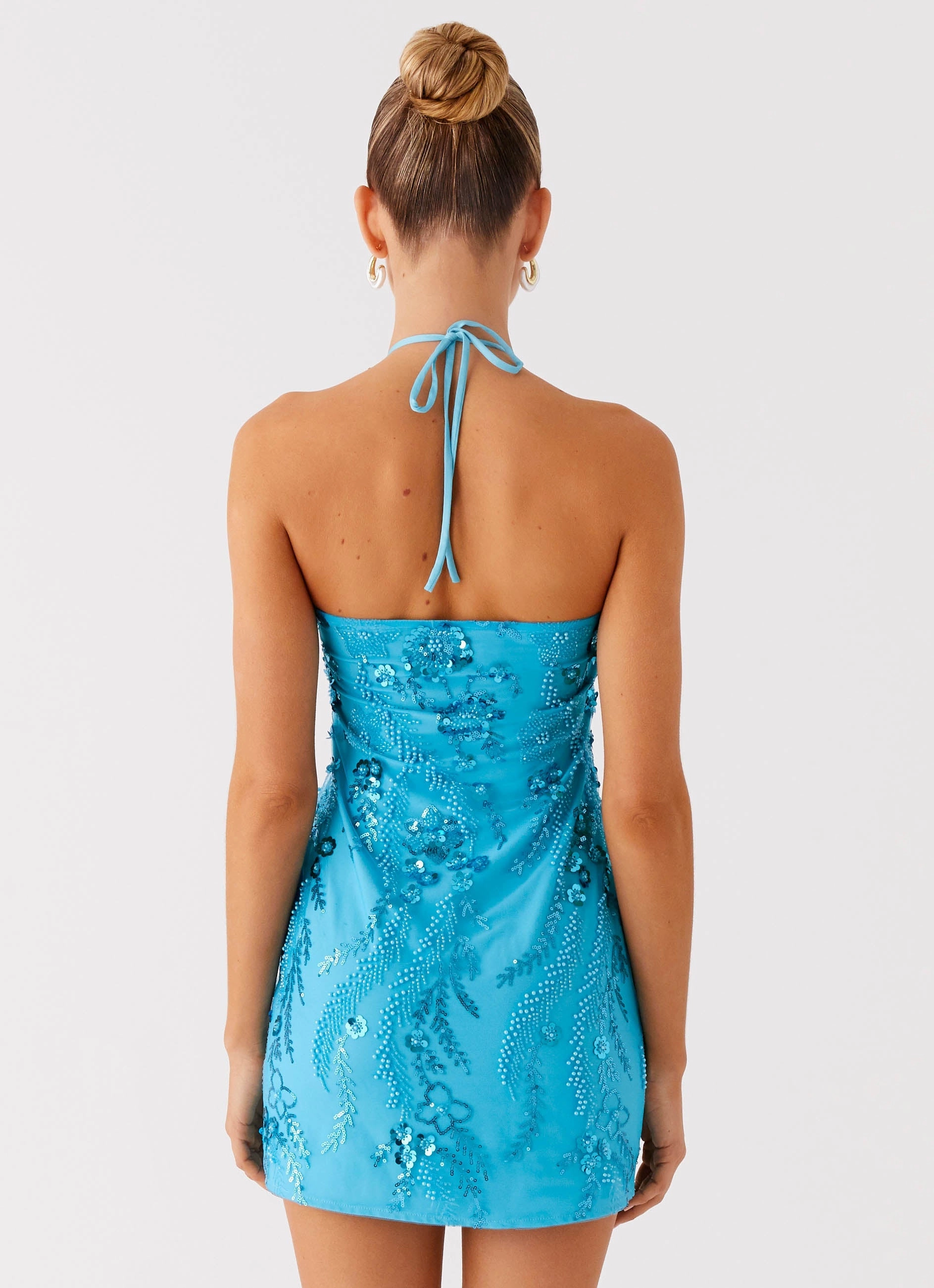 Bebe Beaded Mini Dress - Royal Blue Casual event outfit