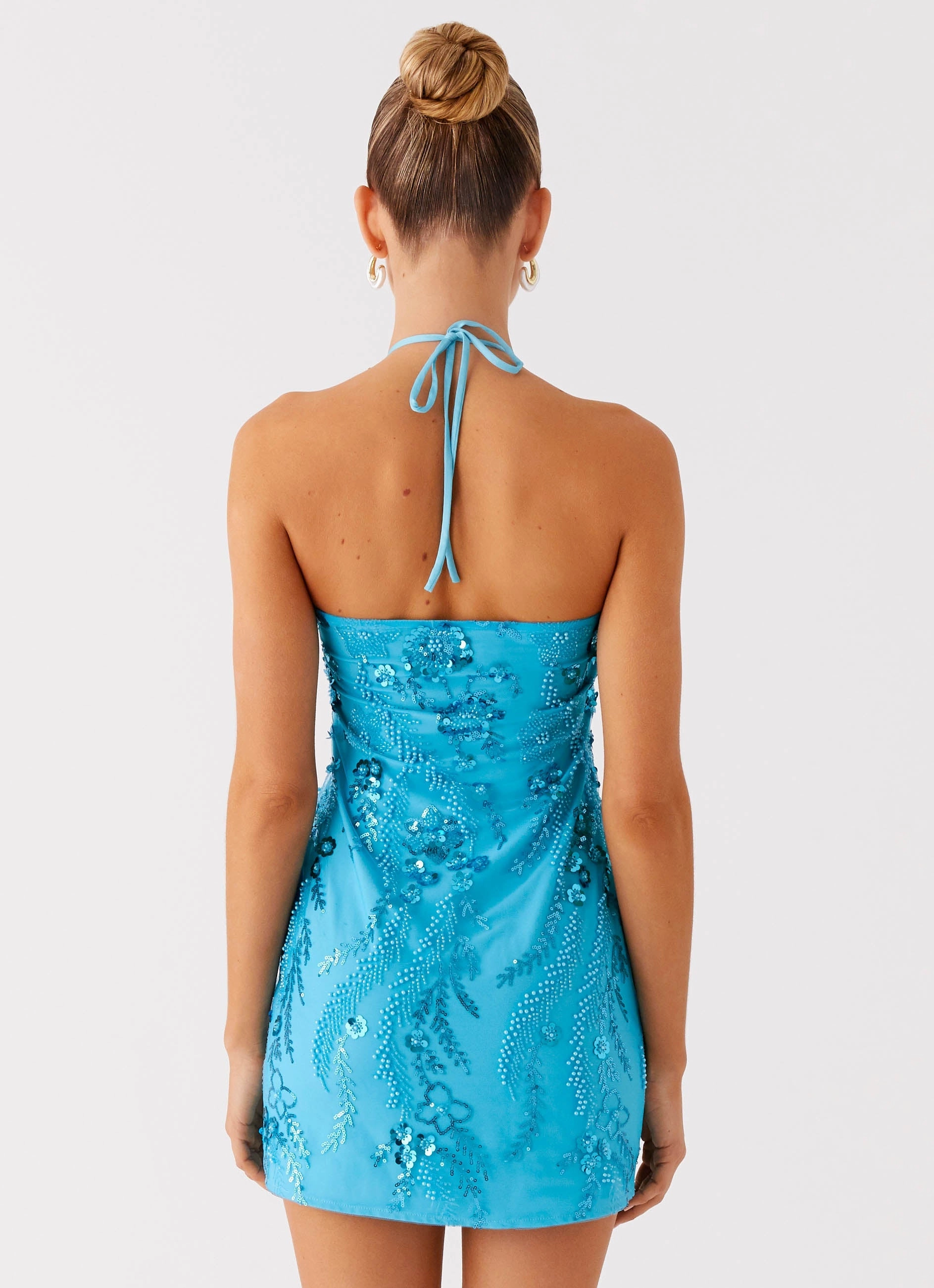 Bebe Beaded Mini Dress - Royal Blue Refined Vibe Stylish Appearance