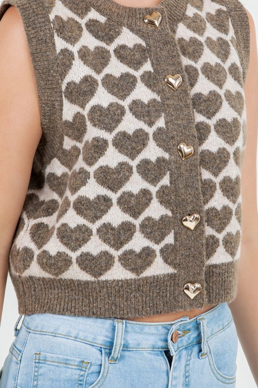 Heart Pop Knit Vest Layered Style Wear Cold-Weather Fashion