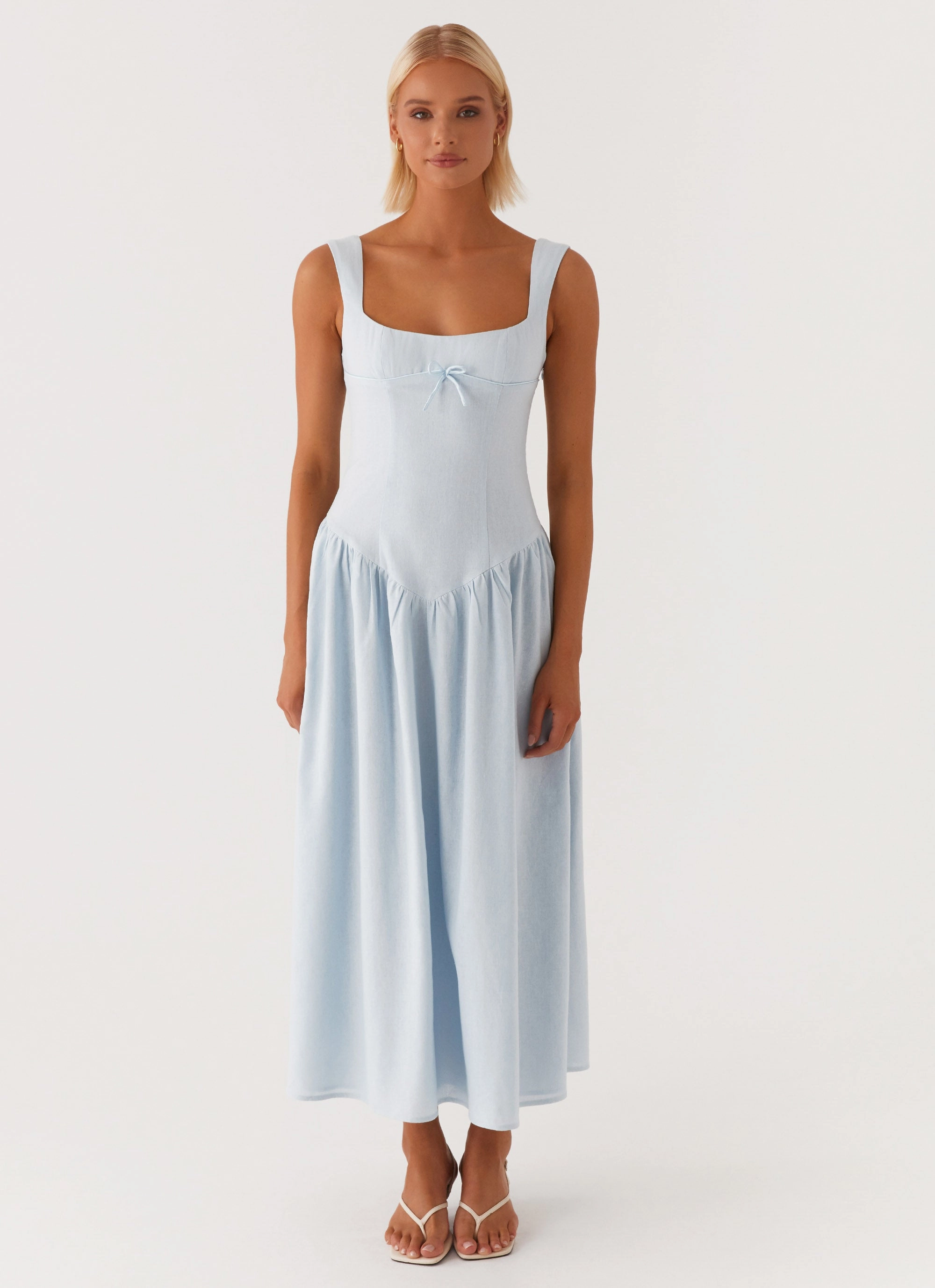 Suzie Midi Dress - Blue Side-Pocket