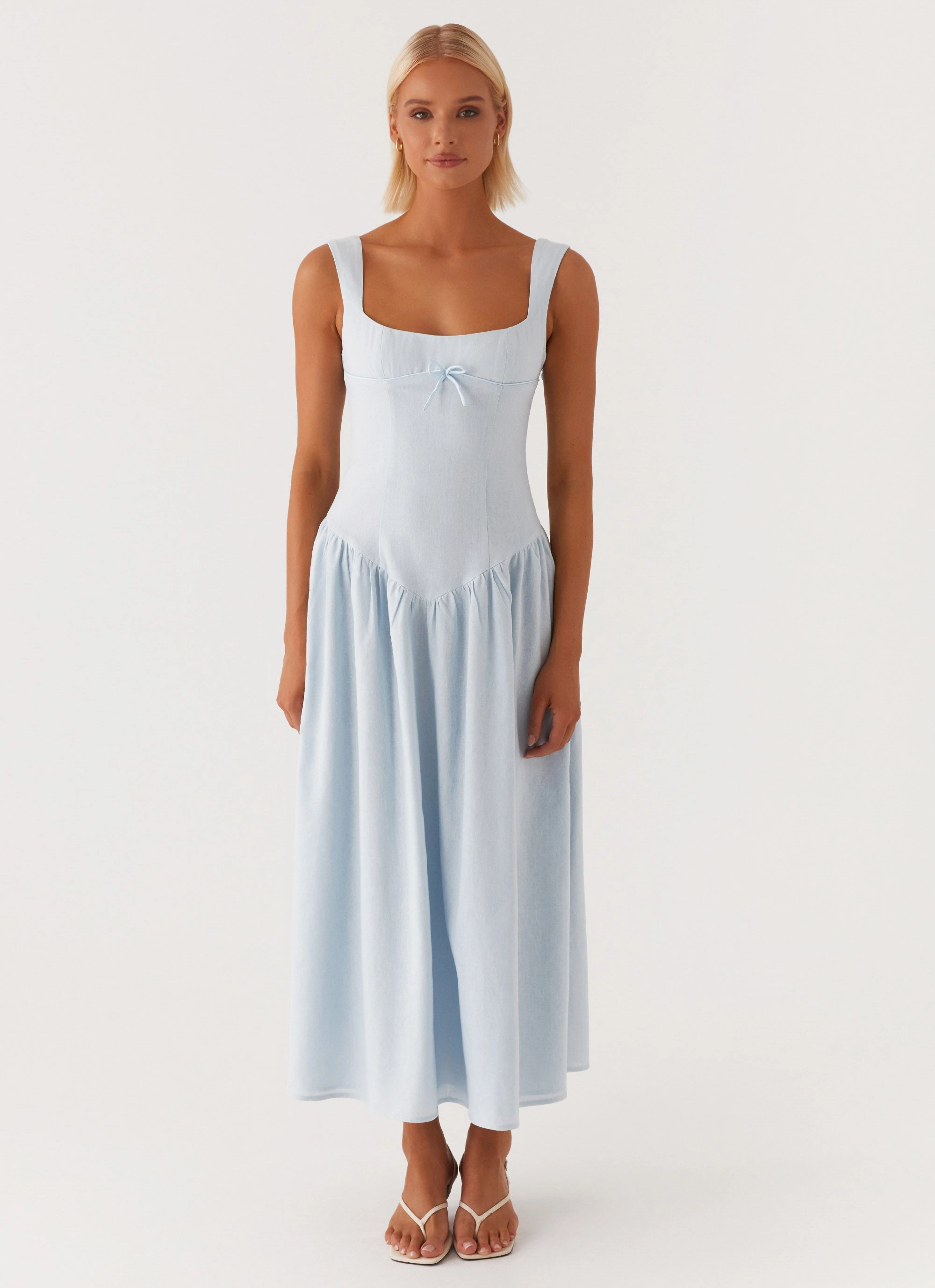 Lounge Moment Airy Drape Suzie Midi Dress - Blue