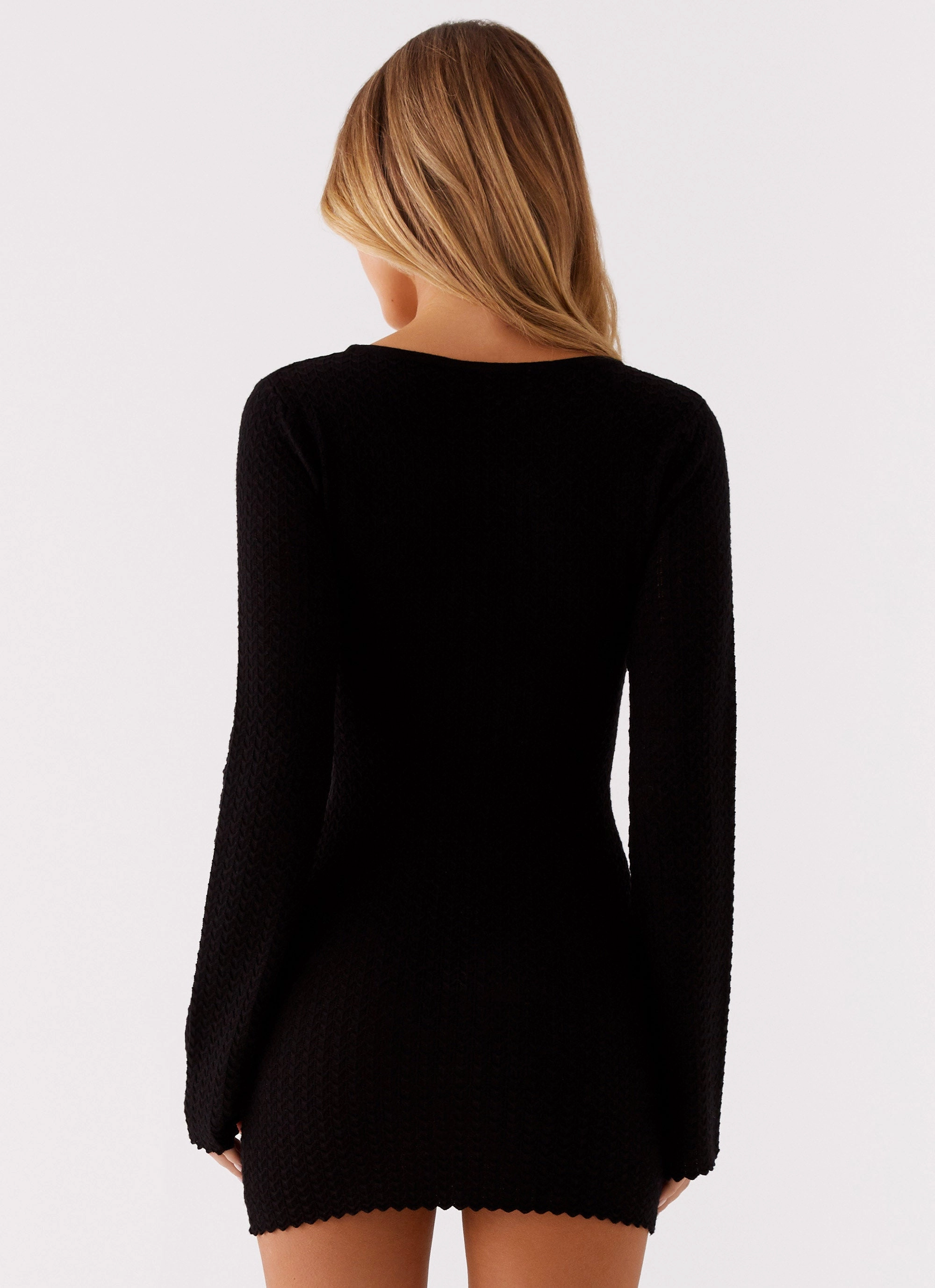 Smooth Lines Zip Closure Lavelle Knit Mini Dress - Black