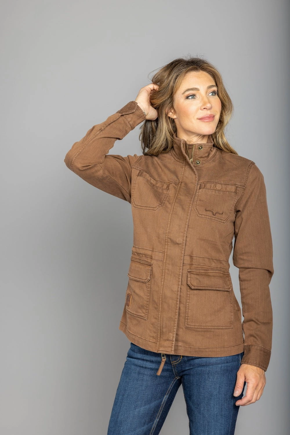Sun Protective Fabric Kimes Ranch Womens Riggin Utility Brown Cotton Blend Cotton Jacket