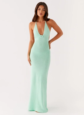 Tropez Knit Maxi Dress - Pastel Green Body Safe Night Mood