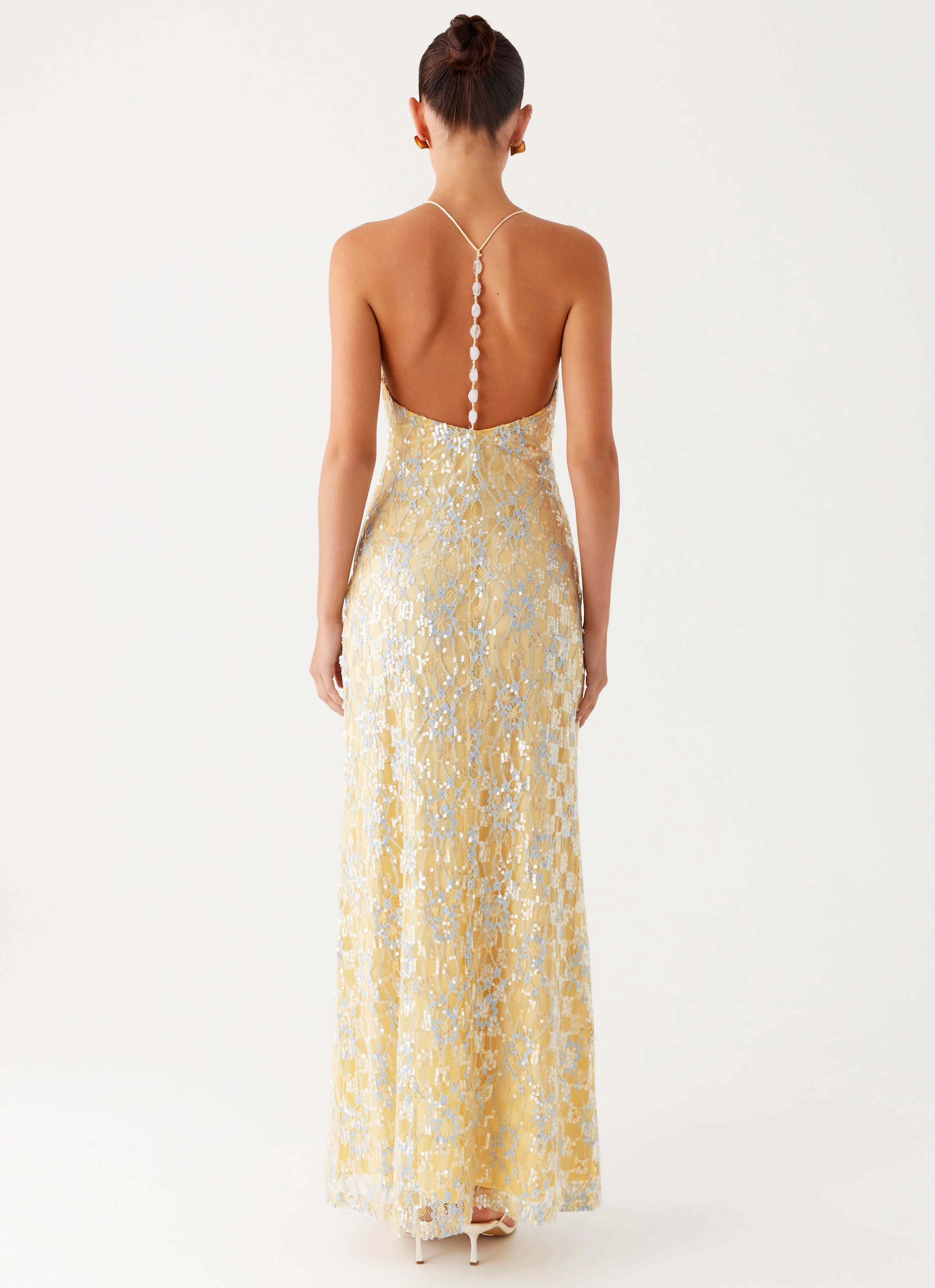 Truly Mine Maxi Dress - Yellow Satin Touch