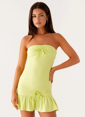 Tabi Mini Dress - Sunny Lime Delicate Edge