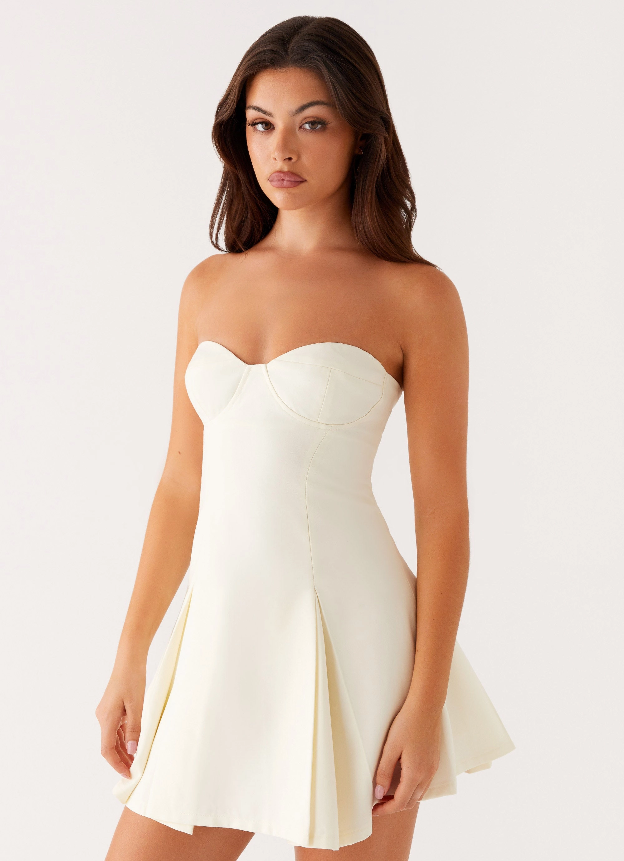 Victoria Strapless Mini Dress - Butter museum visit Vibrant Layer