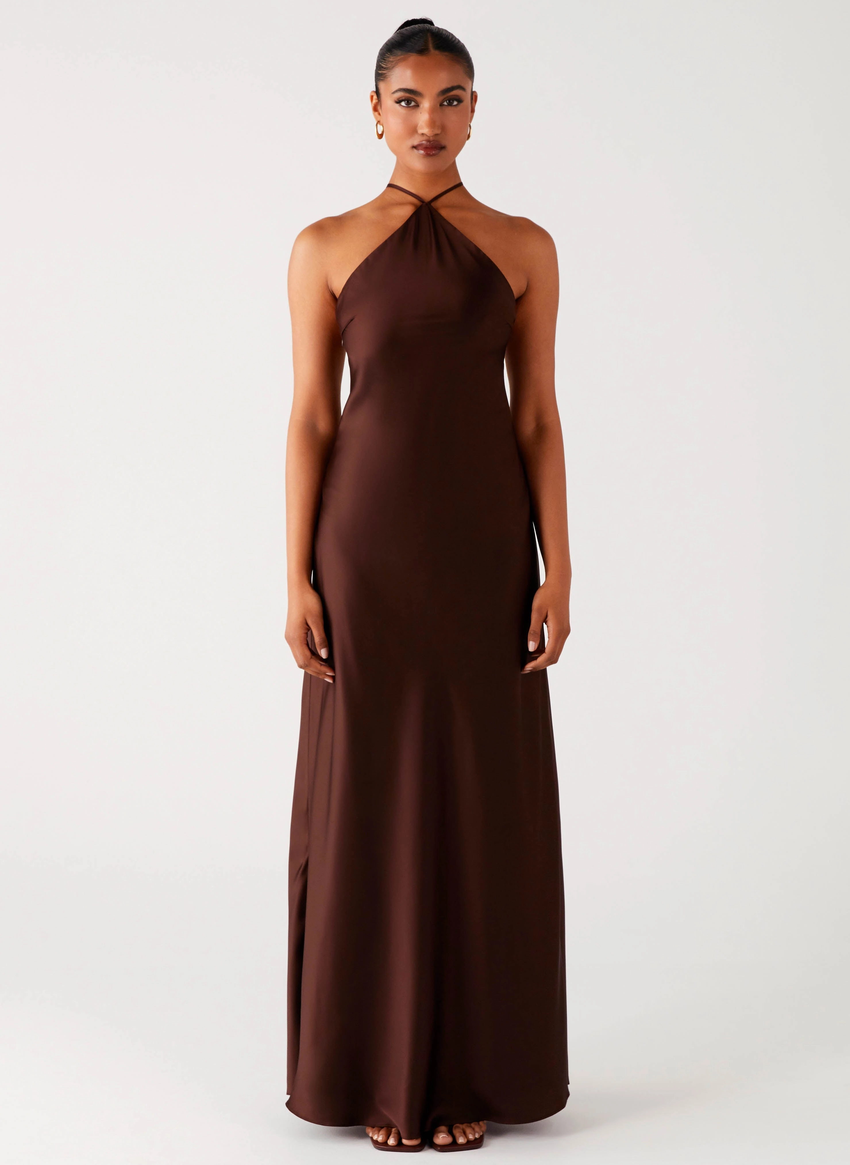 Flutter-Sleeve Tulama Maxi Dress - Chocolate