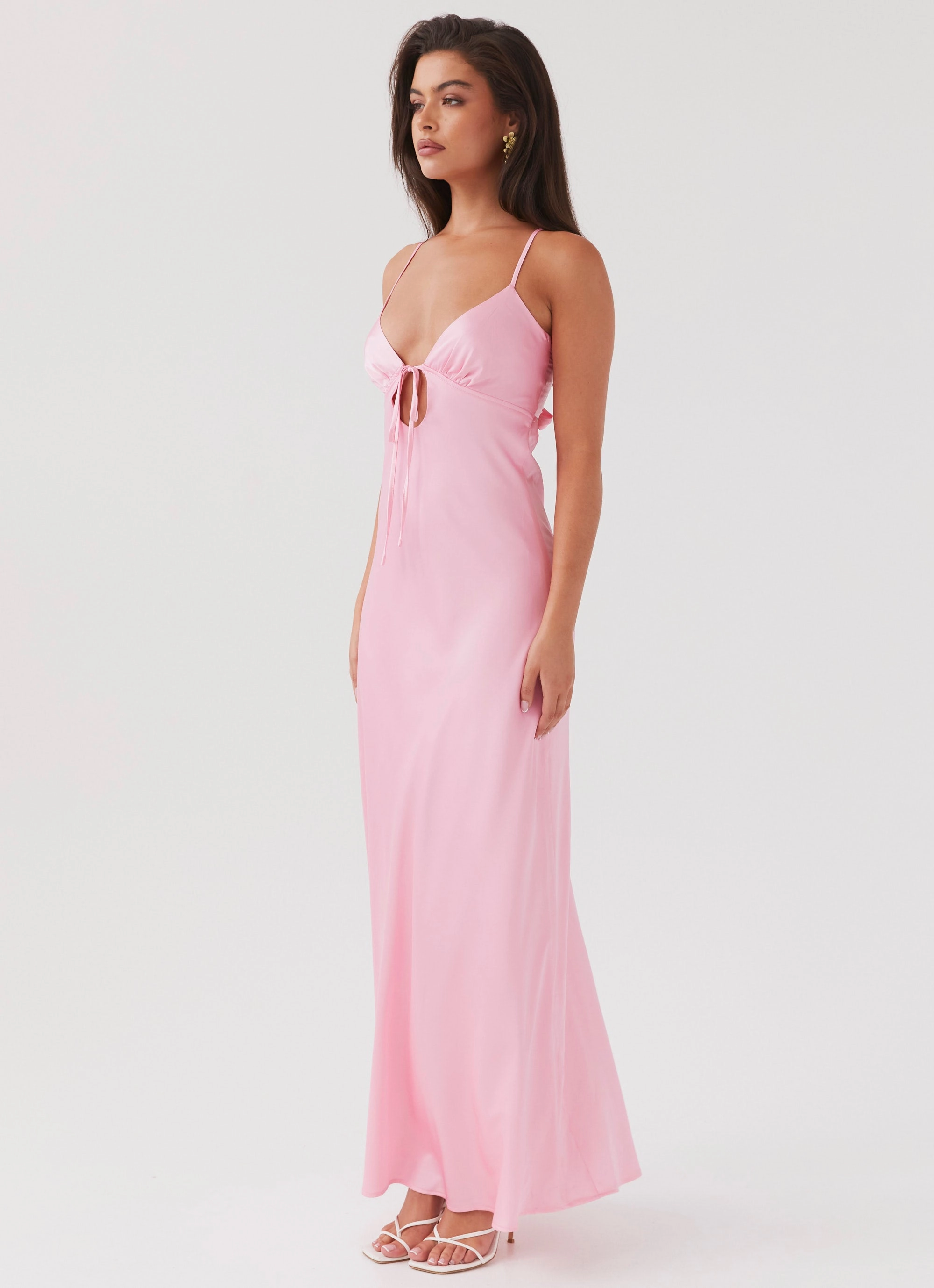 Flora Satin Maxi Dress - Candy Shape Retention Shine Skin