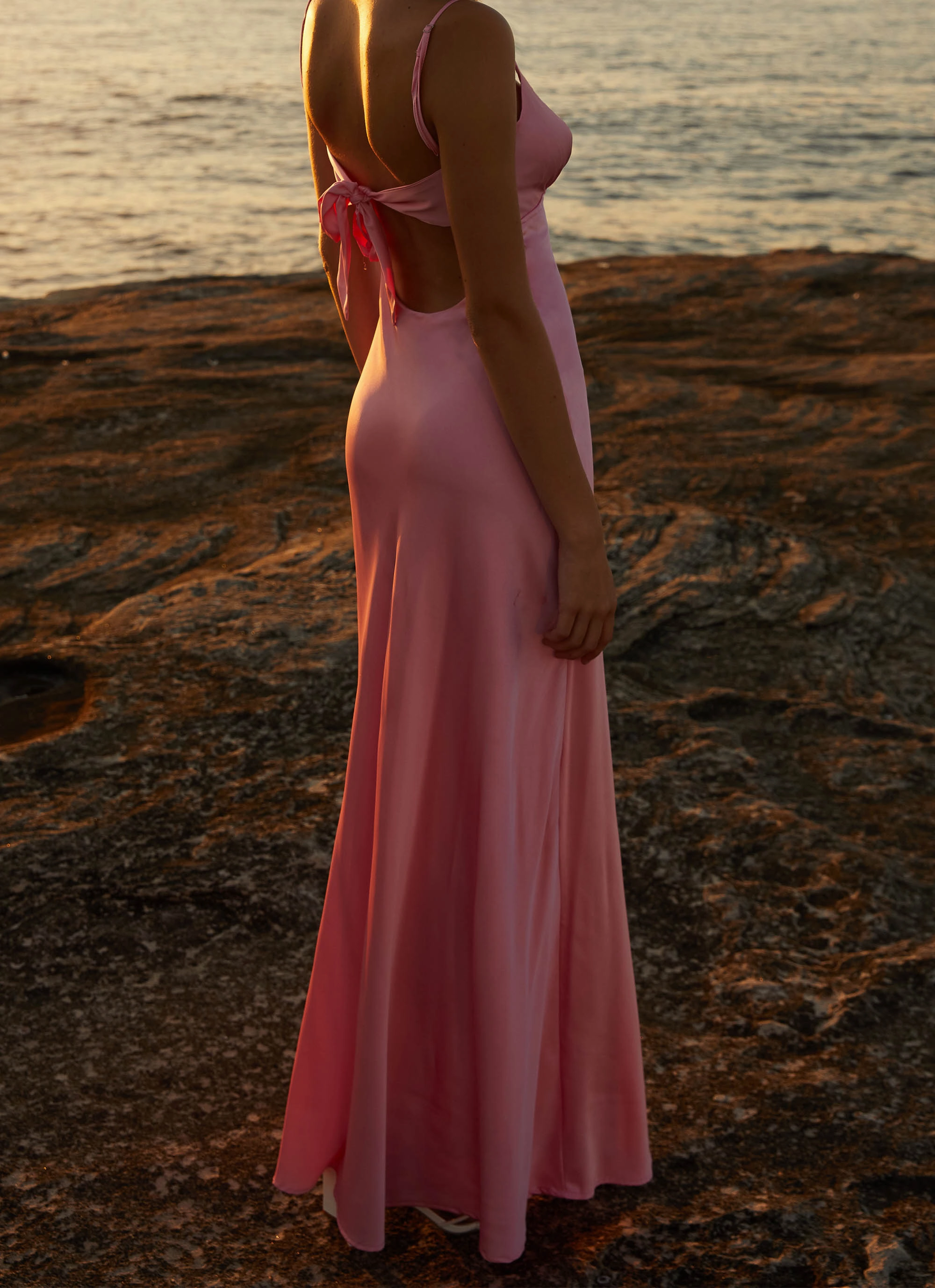 Everyday-Use Timeless Vibe Flora Satin Maxi Dress - Candy