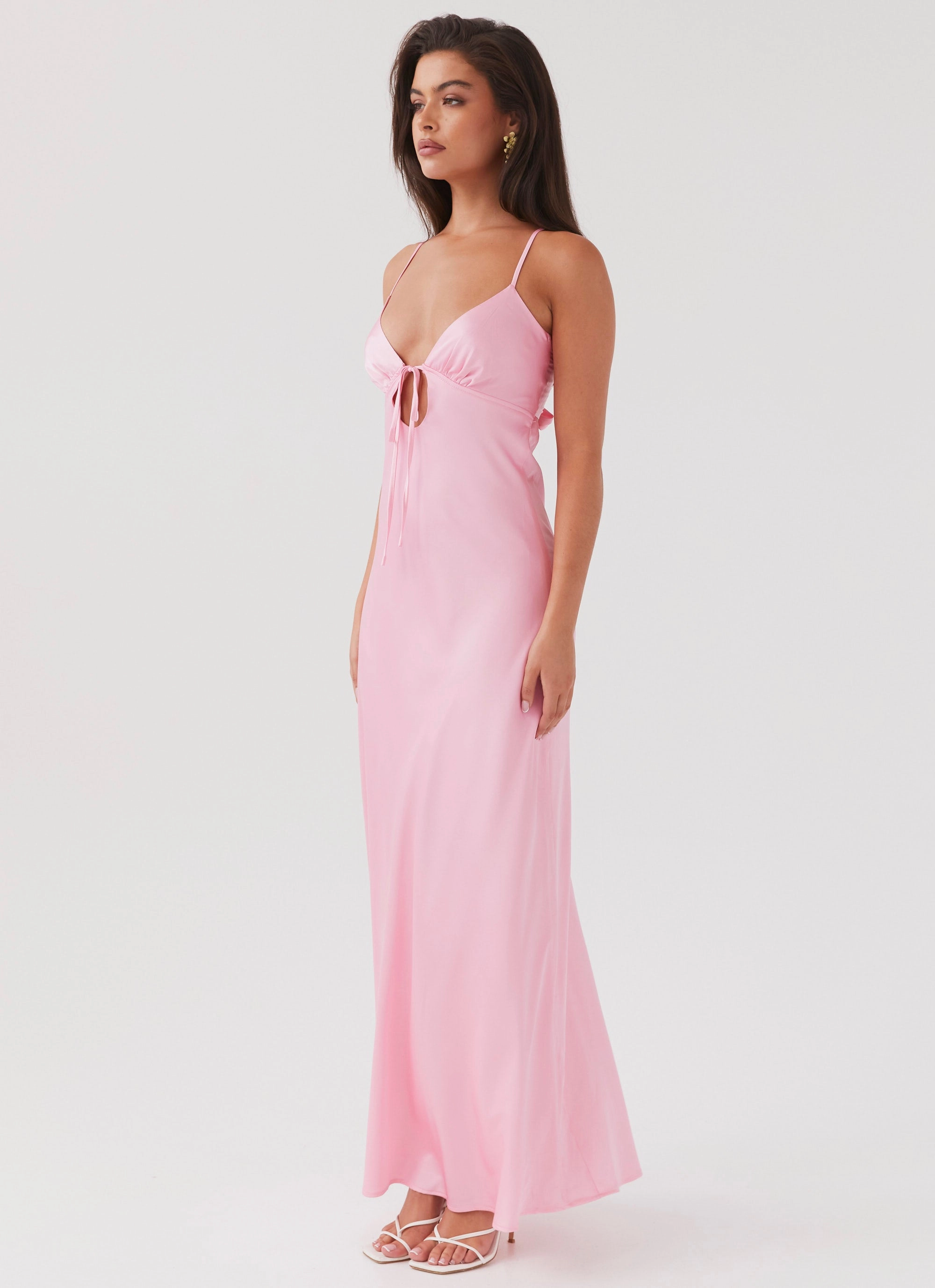 Breezy Mood Flora Satin Maxi Dress - Candy