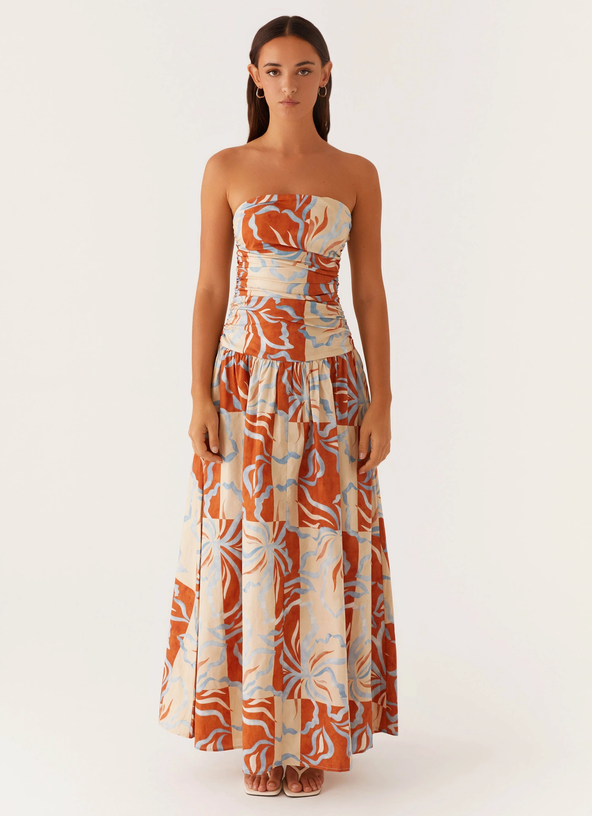 Style Option Carmel Maxi Dress - Orange Blue Floral