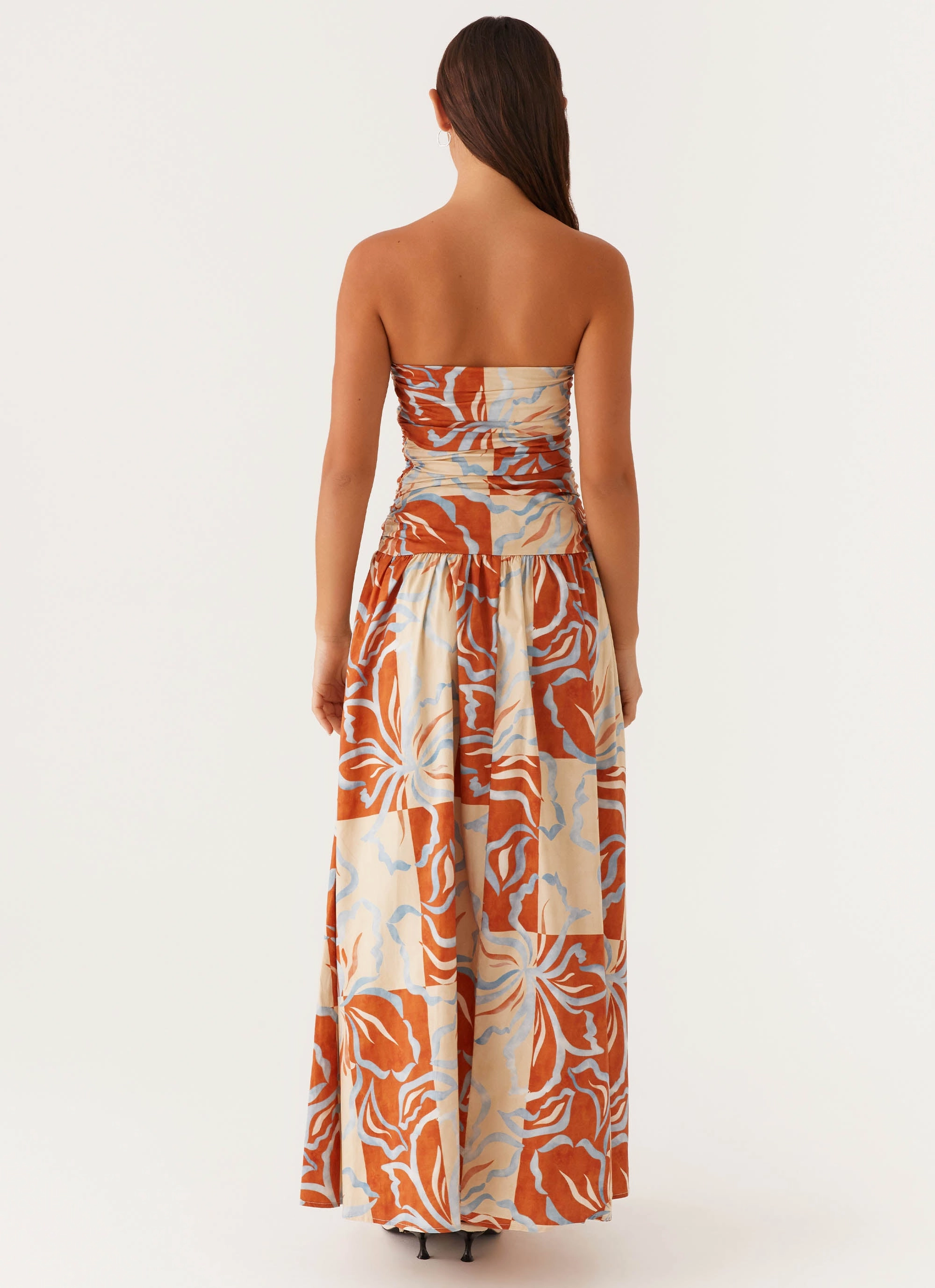 Carmel Maxi Dress - Orange Blue Floral New York Fresh Motion
