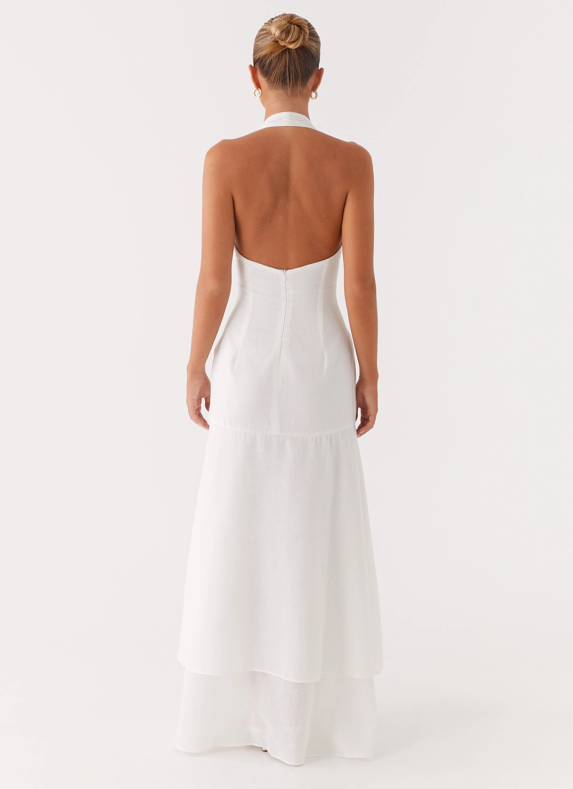 Front Ruffle Turu Maxi Dress - White
