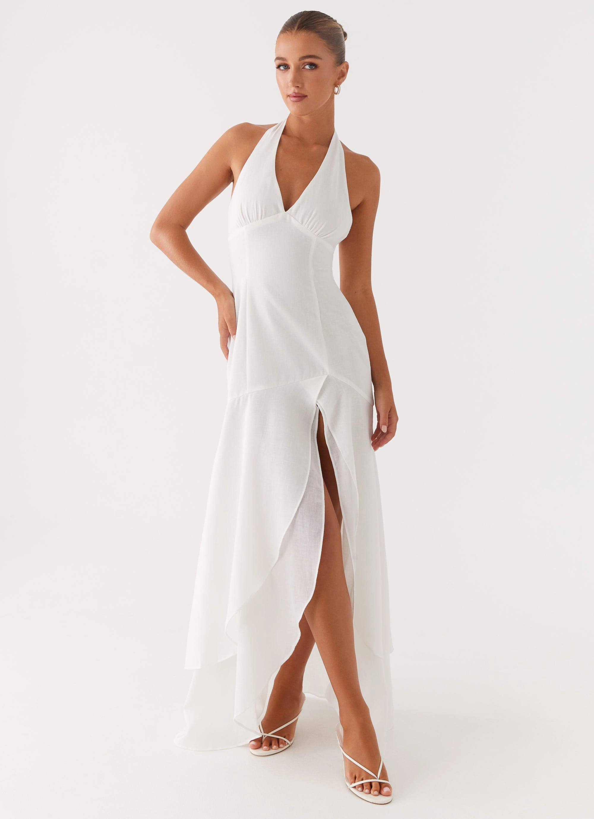 Pearl-Detail Everyday-Comfort Turu Maxi Dress - White