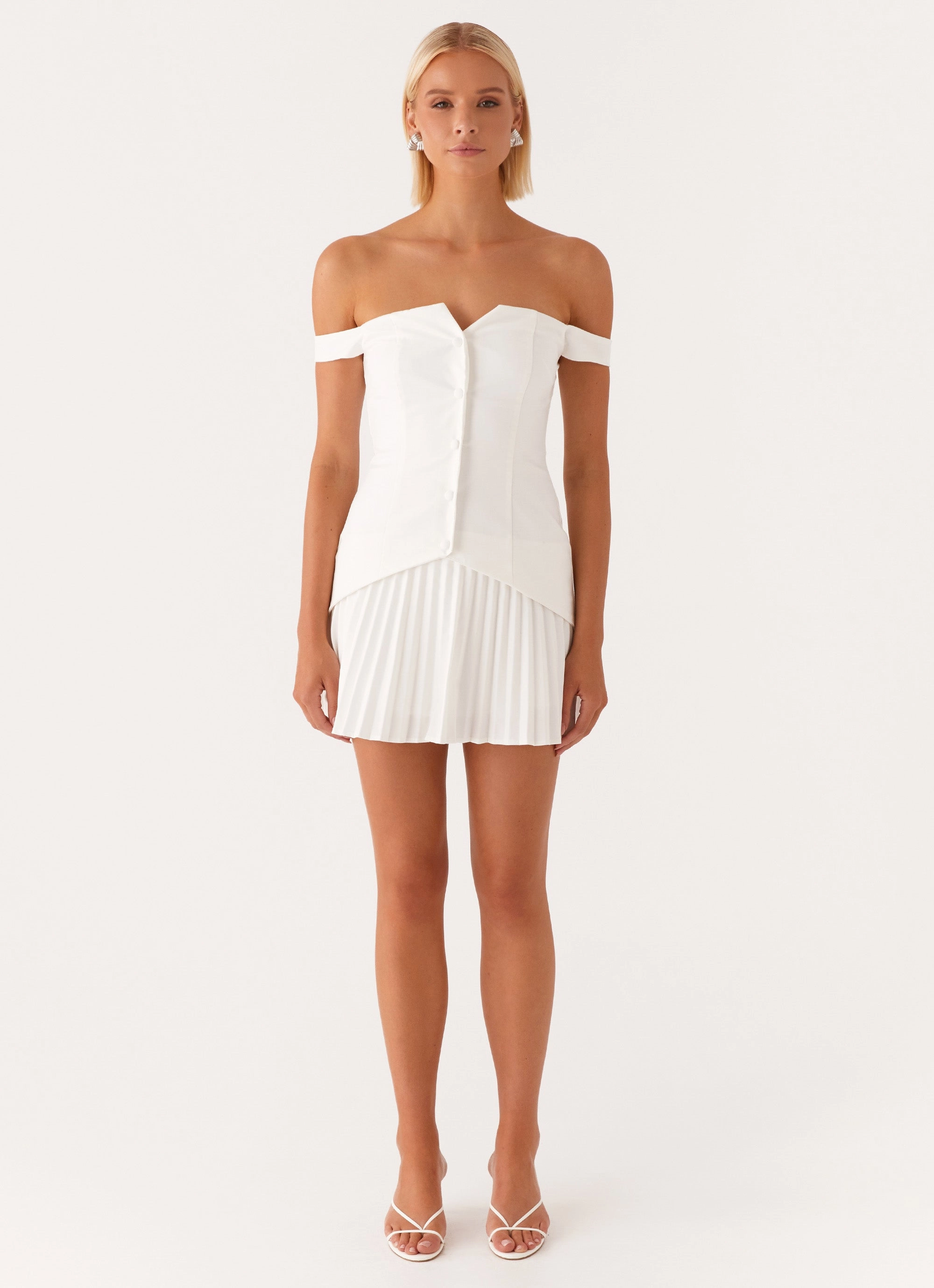 Twisted Skies Off Shoulder Mini Dress - Off White Bohemian-Style