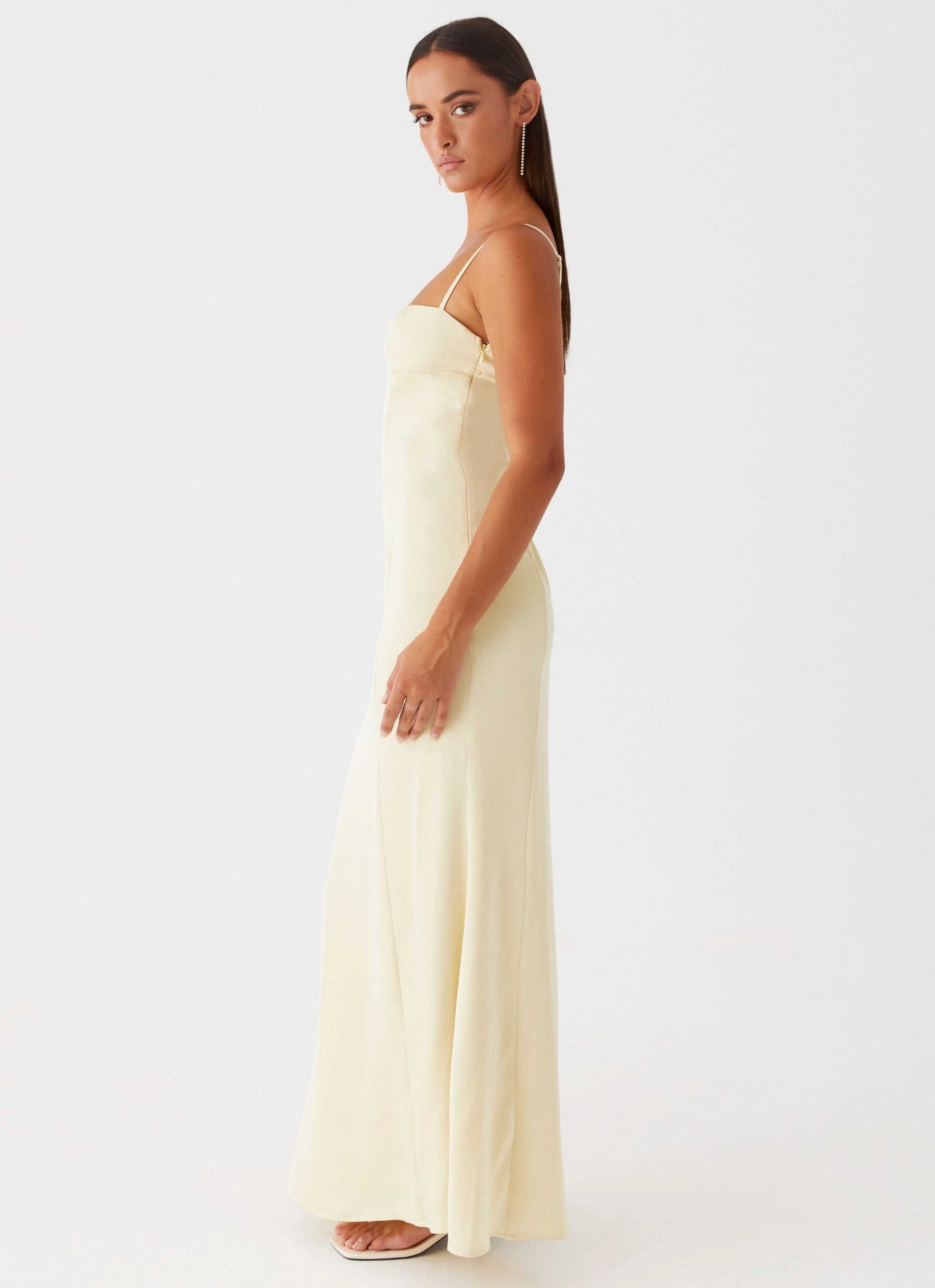 Sheer Panel Miss Bloom Maxi Dress - Lemon
