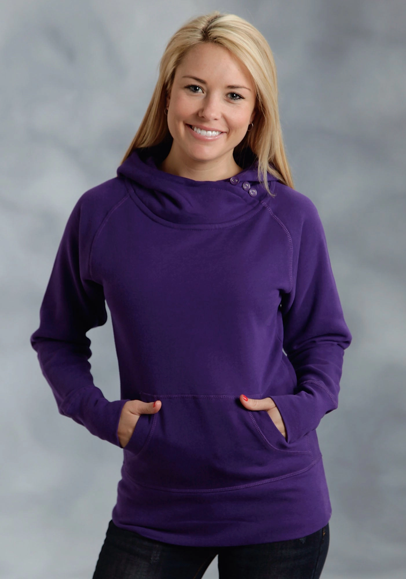 Everyday Layers Ouray Womens Purple 100% Cotton USA Asymmetric Hoodie