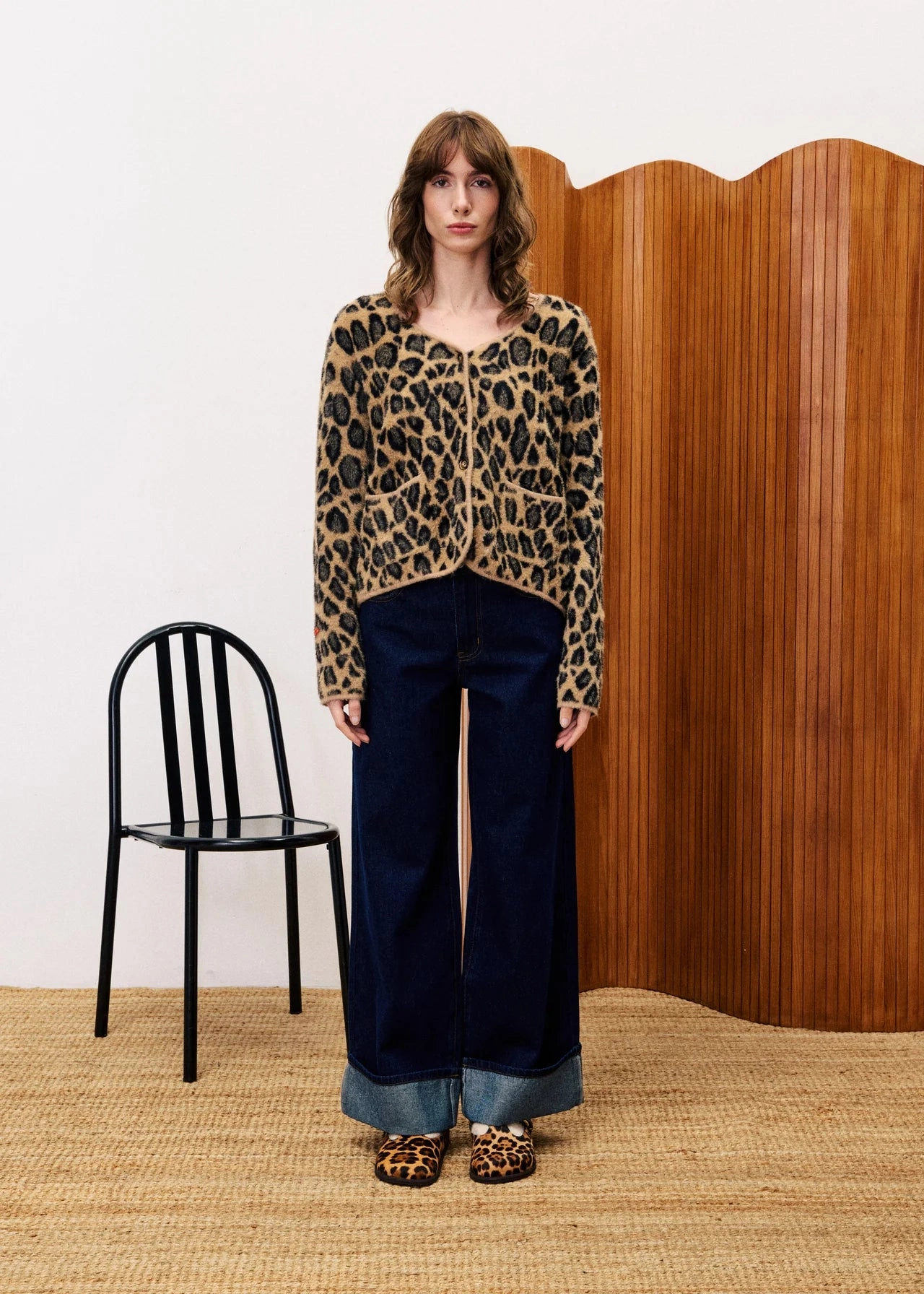 FRNCH Begonia Cardigan Two Tone Weave Antimicrobial Treatment