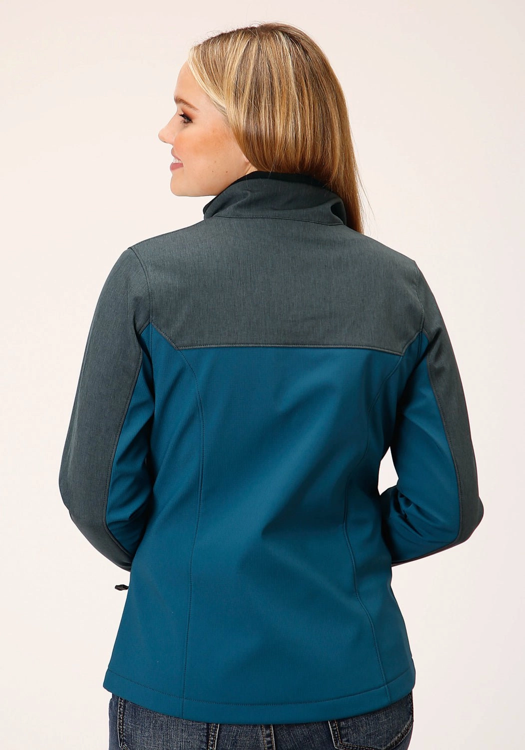 Enhanced Edge Binding Detachable Lining Roper Womens Zip Green/Grey Polyester Softshell Jacket