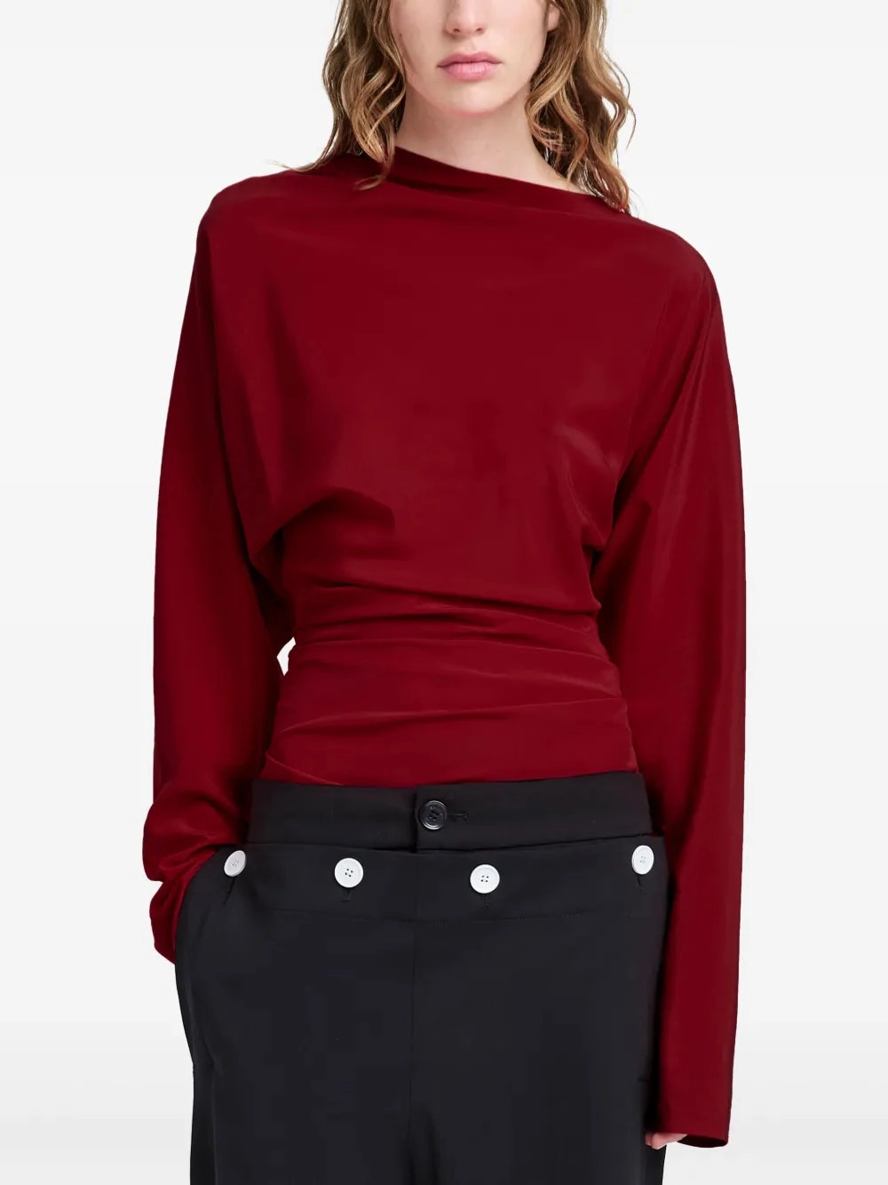 High Collar Option Keegan Top in Red
