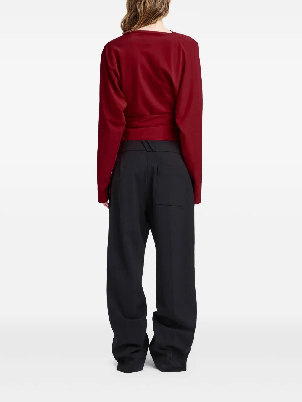 Elasticized Waistband Keegan Top in Red