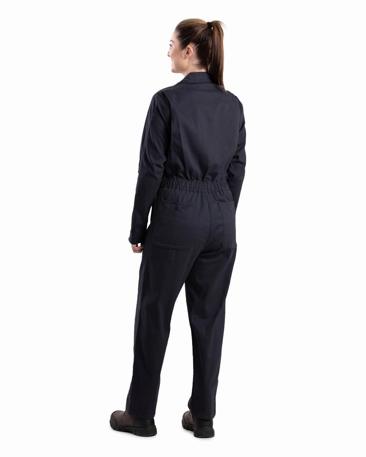 Berne Womens Highland Flex Unlined Navy Cotton Blend Work Coverall Compact Packability