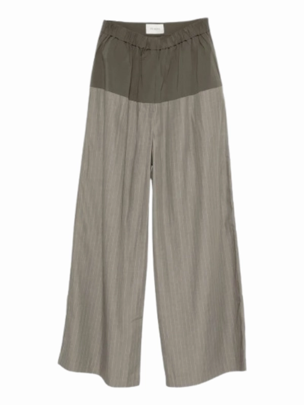 All Occasion Trendy Vibe Relaxed Splice Pants in Khaki Pinstripe