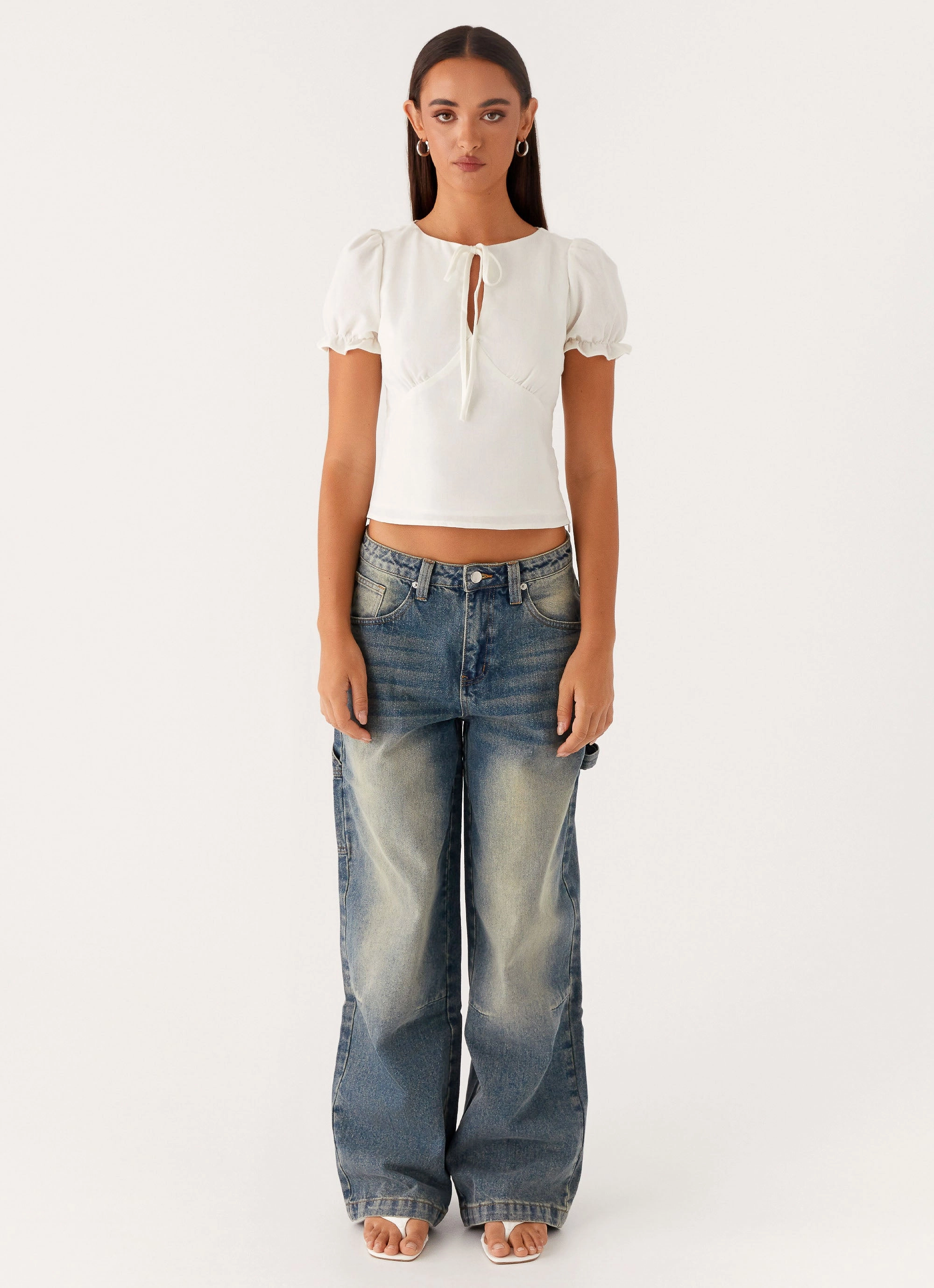 AntiOdorTechnology These Words Puff Sleeve Top - White