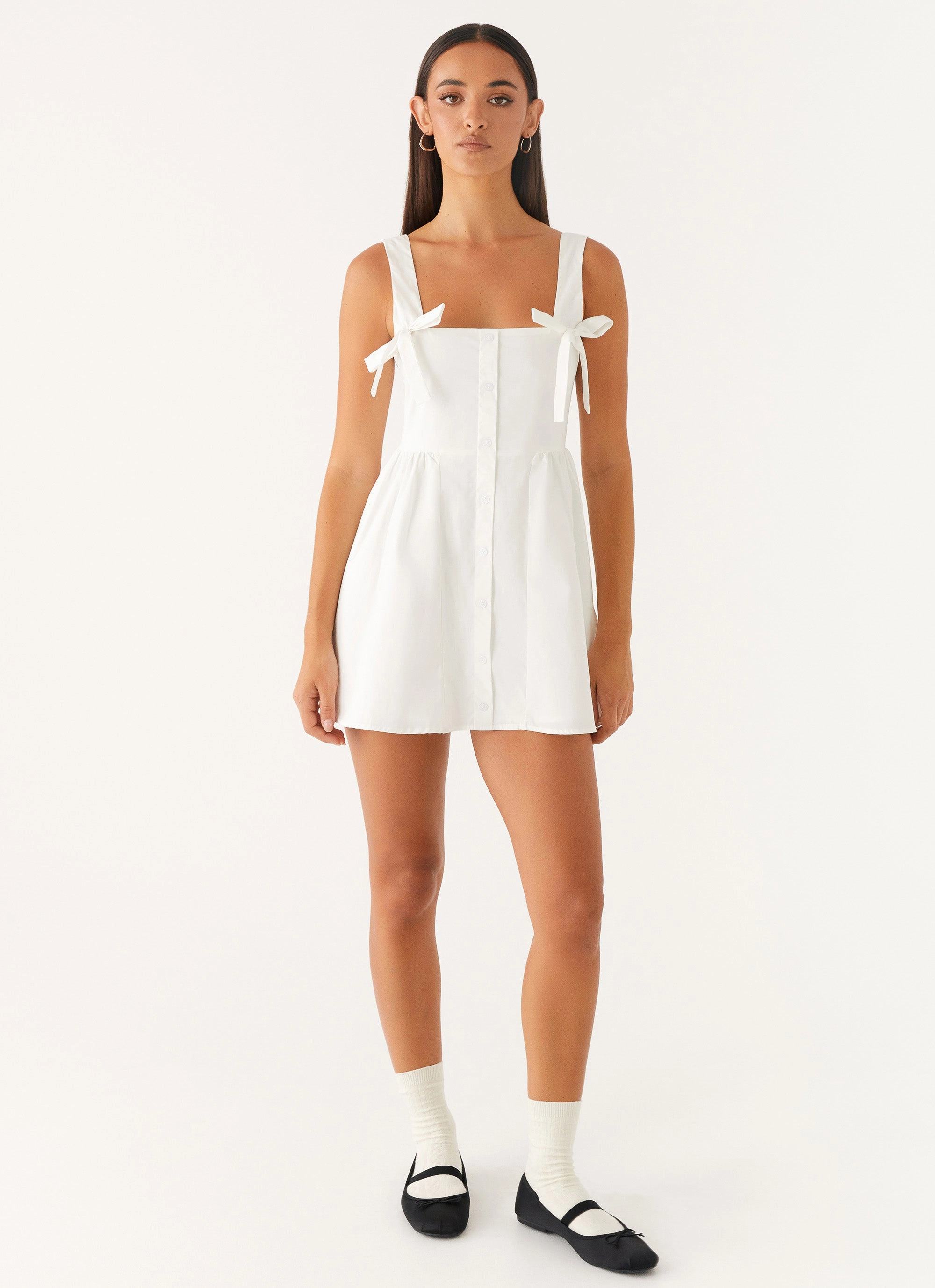 Unconditional Mini Dress - White Feminine Details Flexible Layers