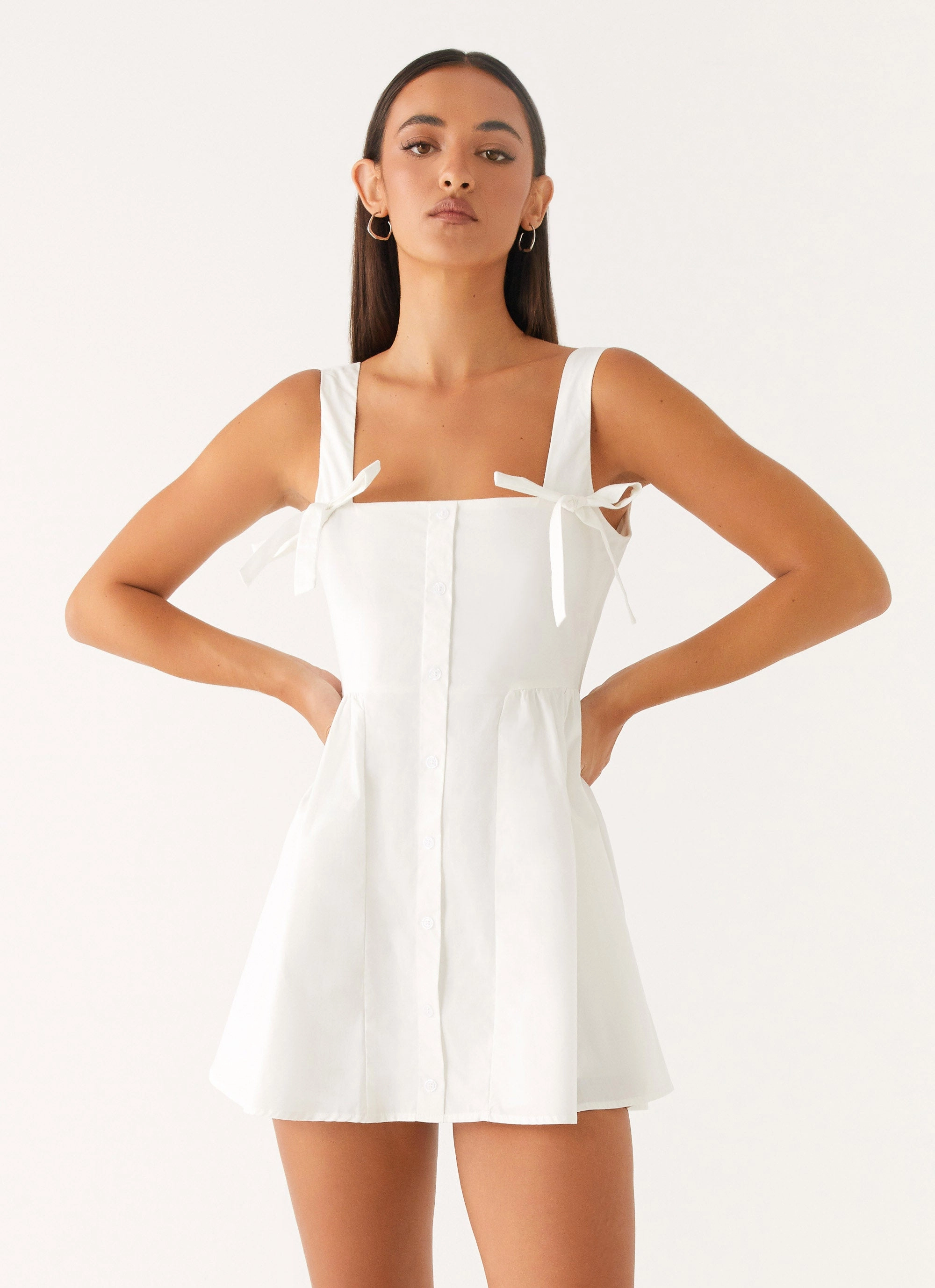 Unconditional Mini Dress - White Clean Cut Sleek Piece
