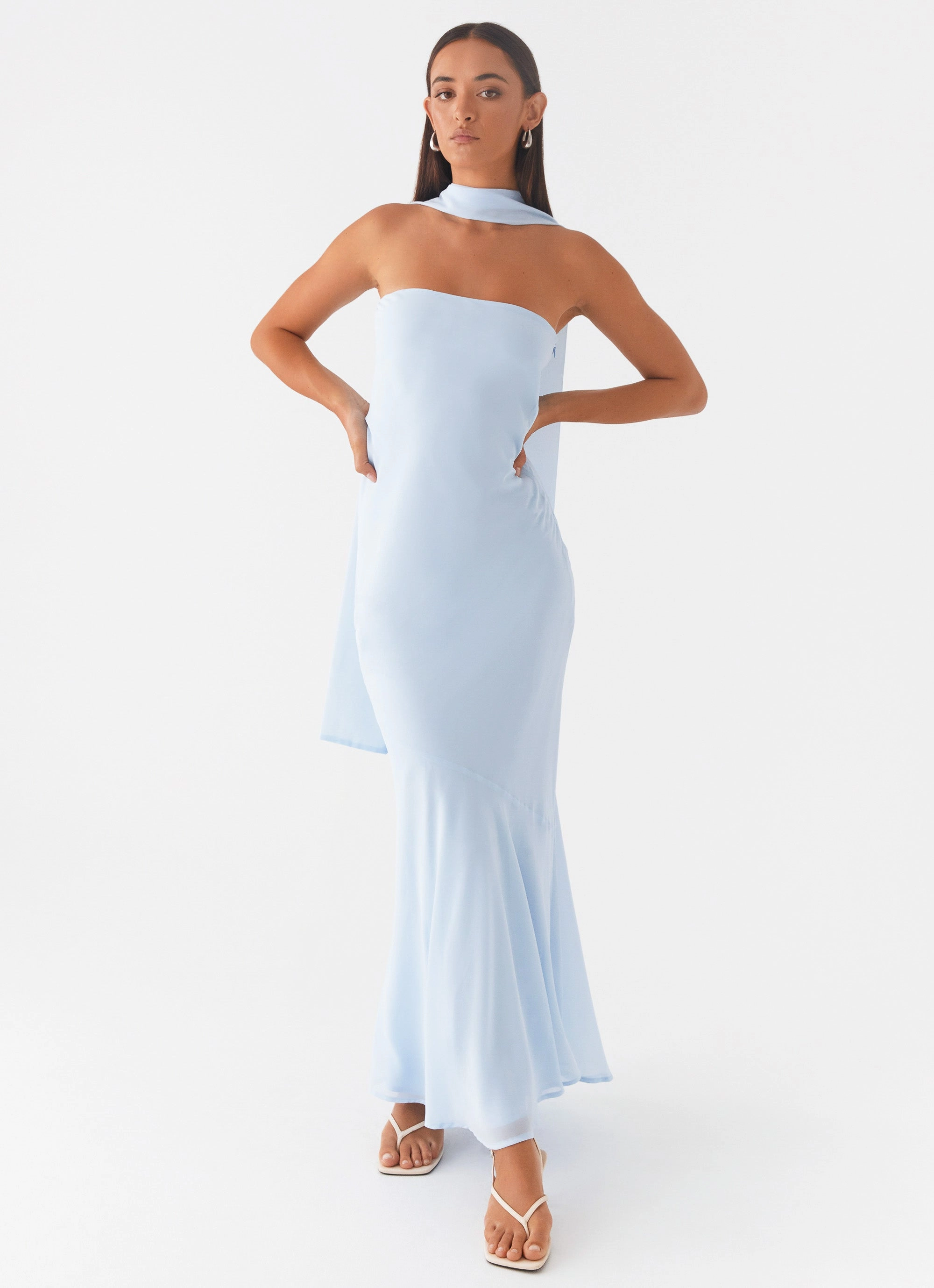 Playful-Detail Under The Pagoda Maxi Dress - Blue