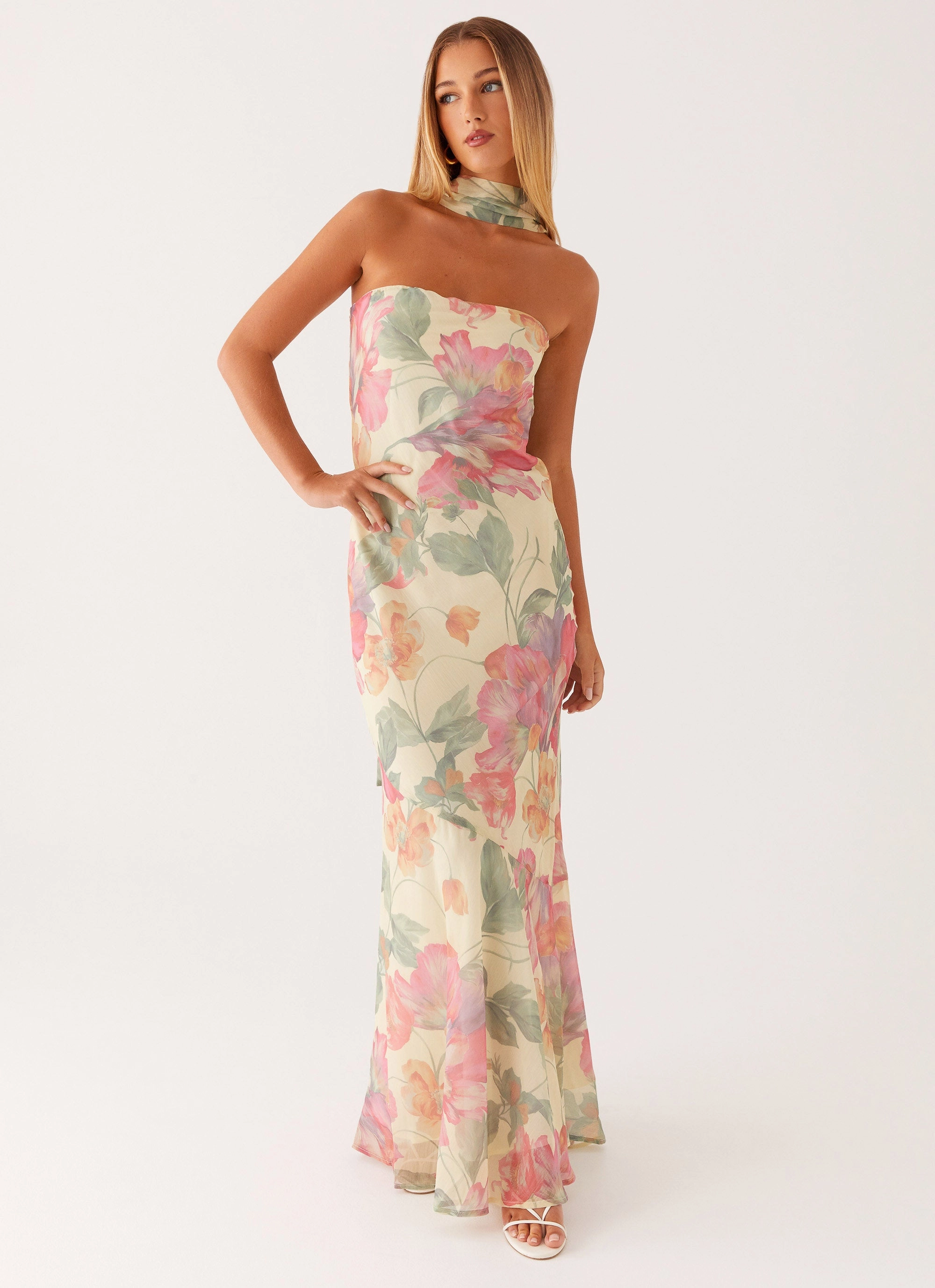 Under The Pagoda Maxi Dress - Yellow Peony Modern Motion Layered Style