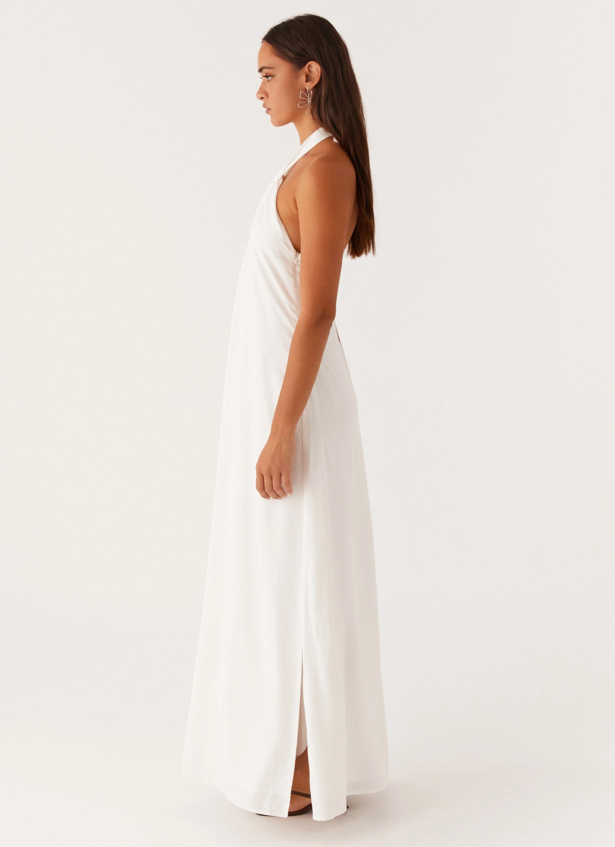 Golden Child Linen Maxi Dress - White Fashionable And Functional Fast Chic