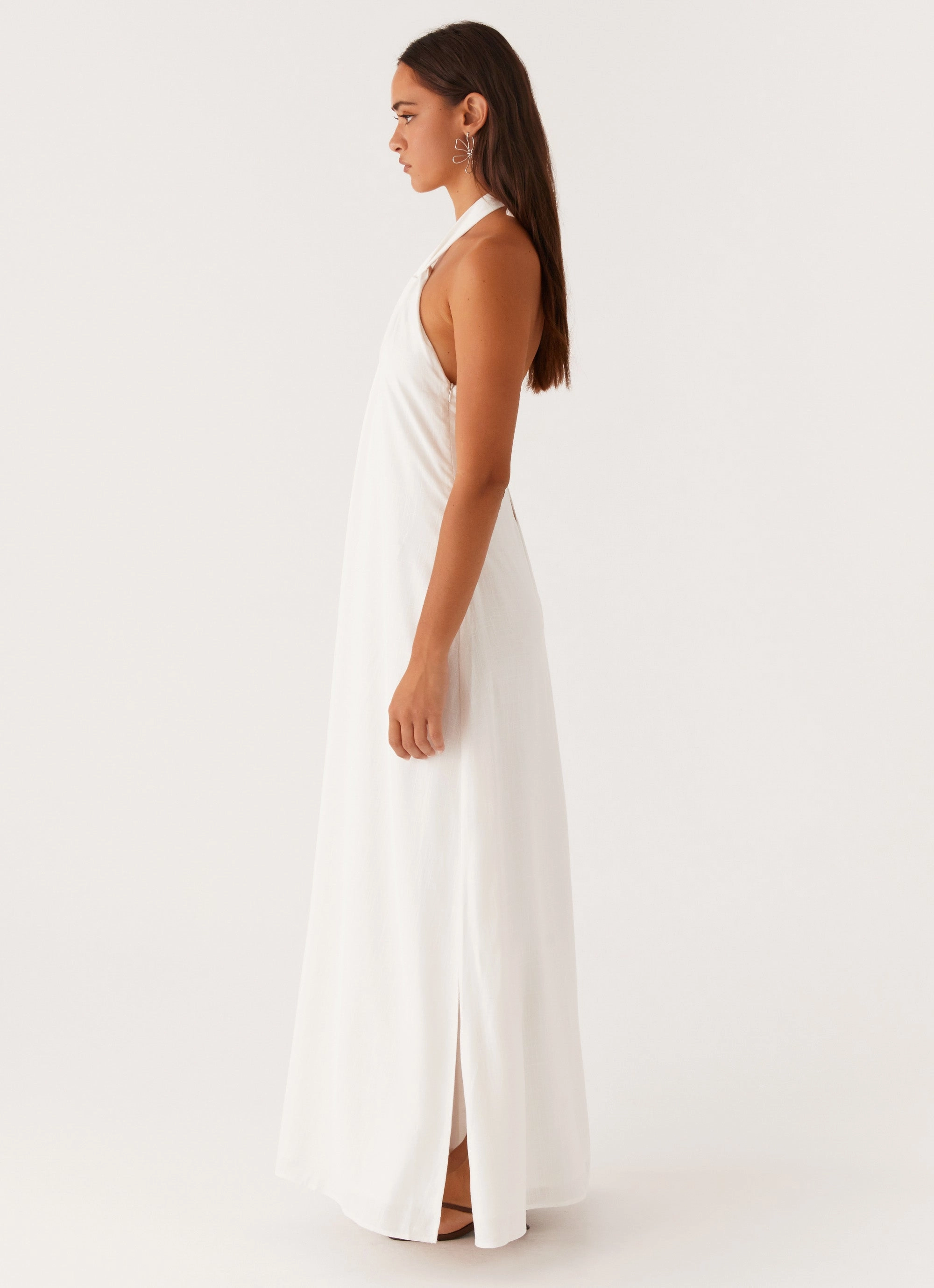 Golden Child Linen Maxi Dress - White Luxe Comfort