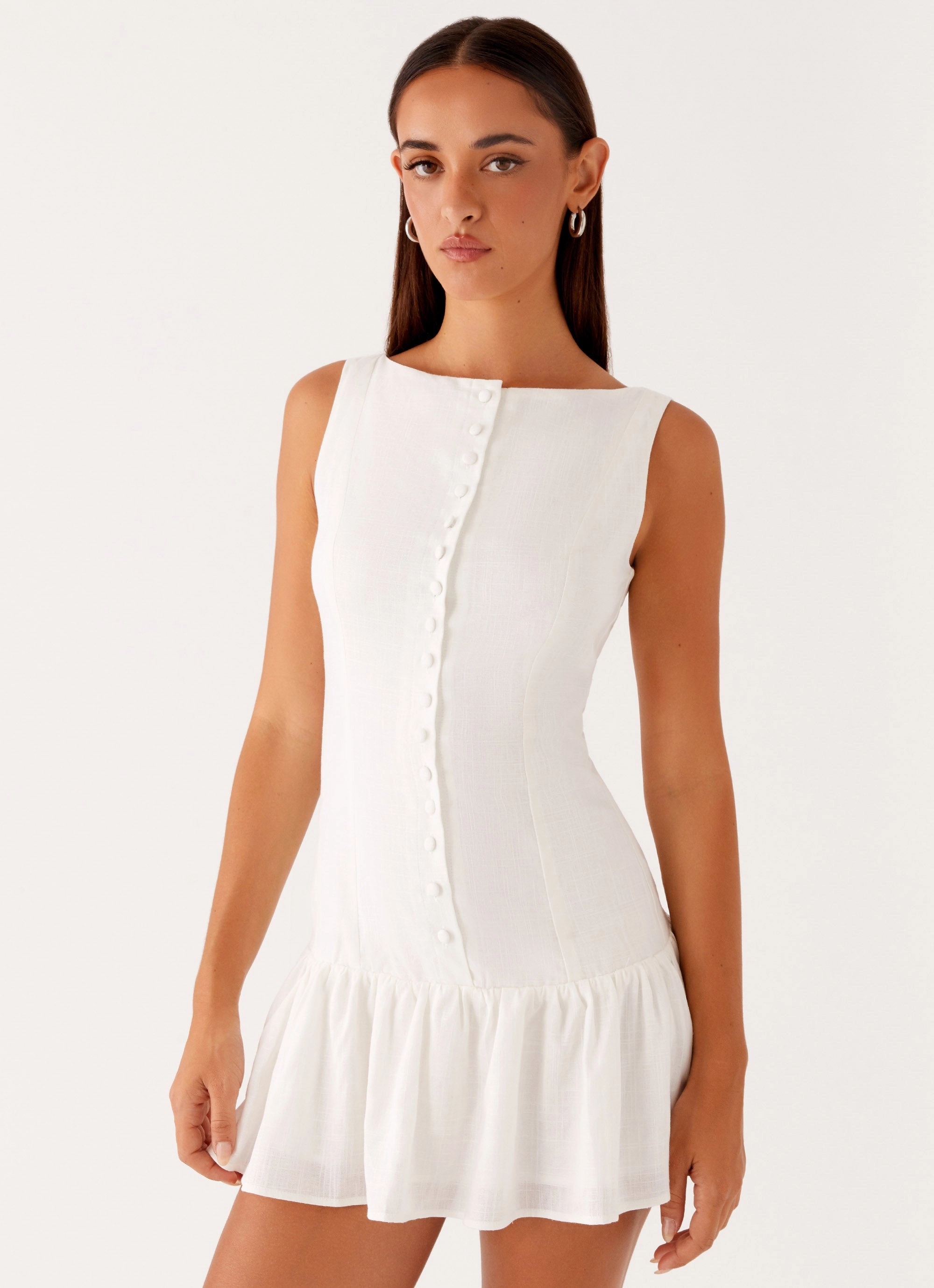 Skin Tone Classic Mood Meggie Linen Mini Dress - White