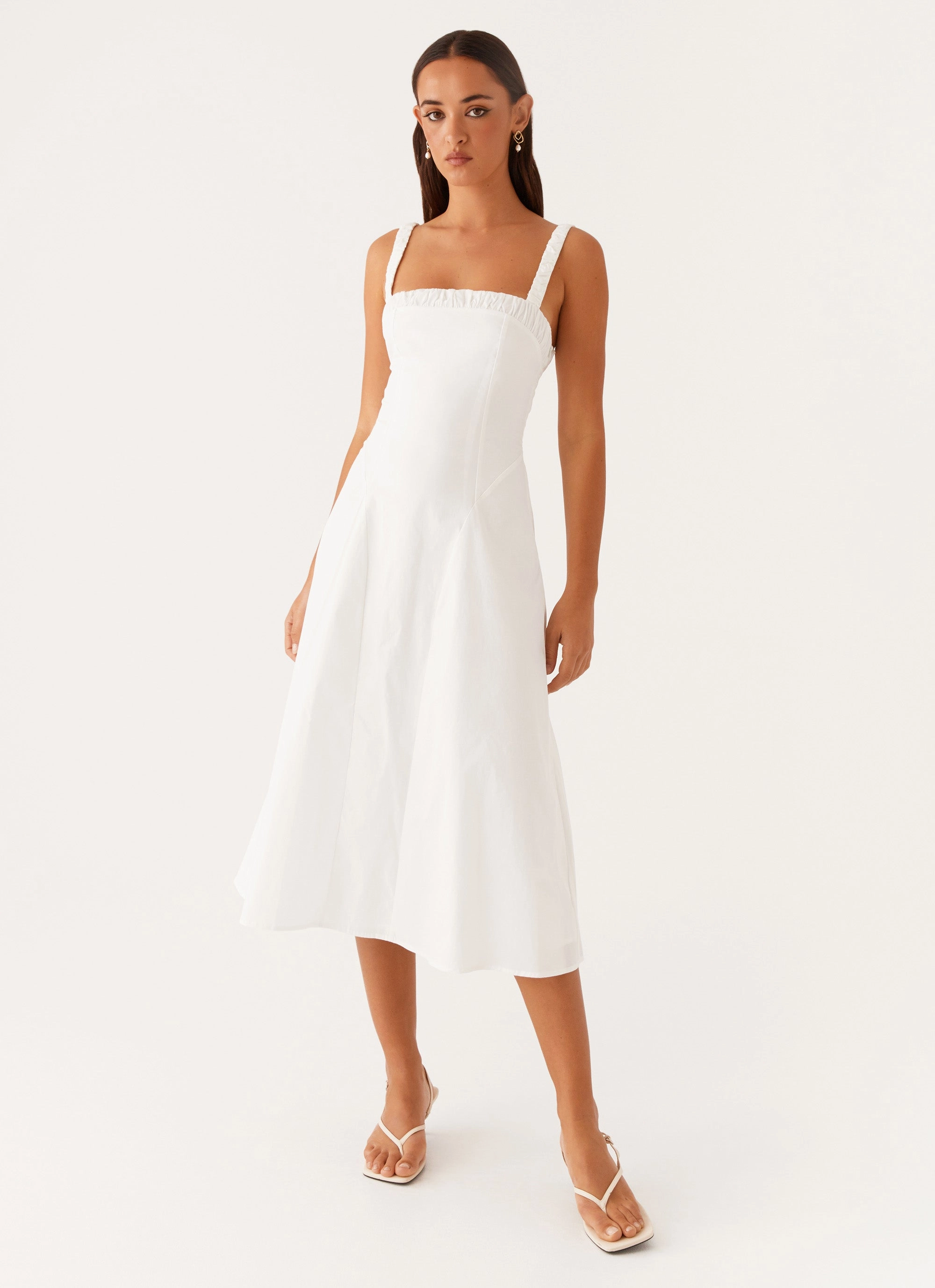 Knot-Detail Enola Midi Dress - White
