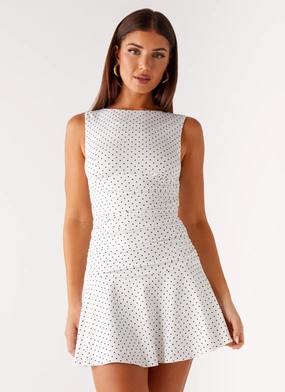 Classic Line Kelda Mini Dress - White Polka Dot