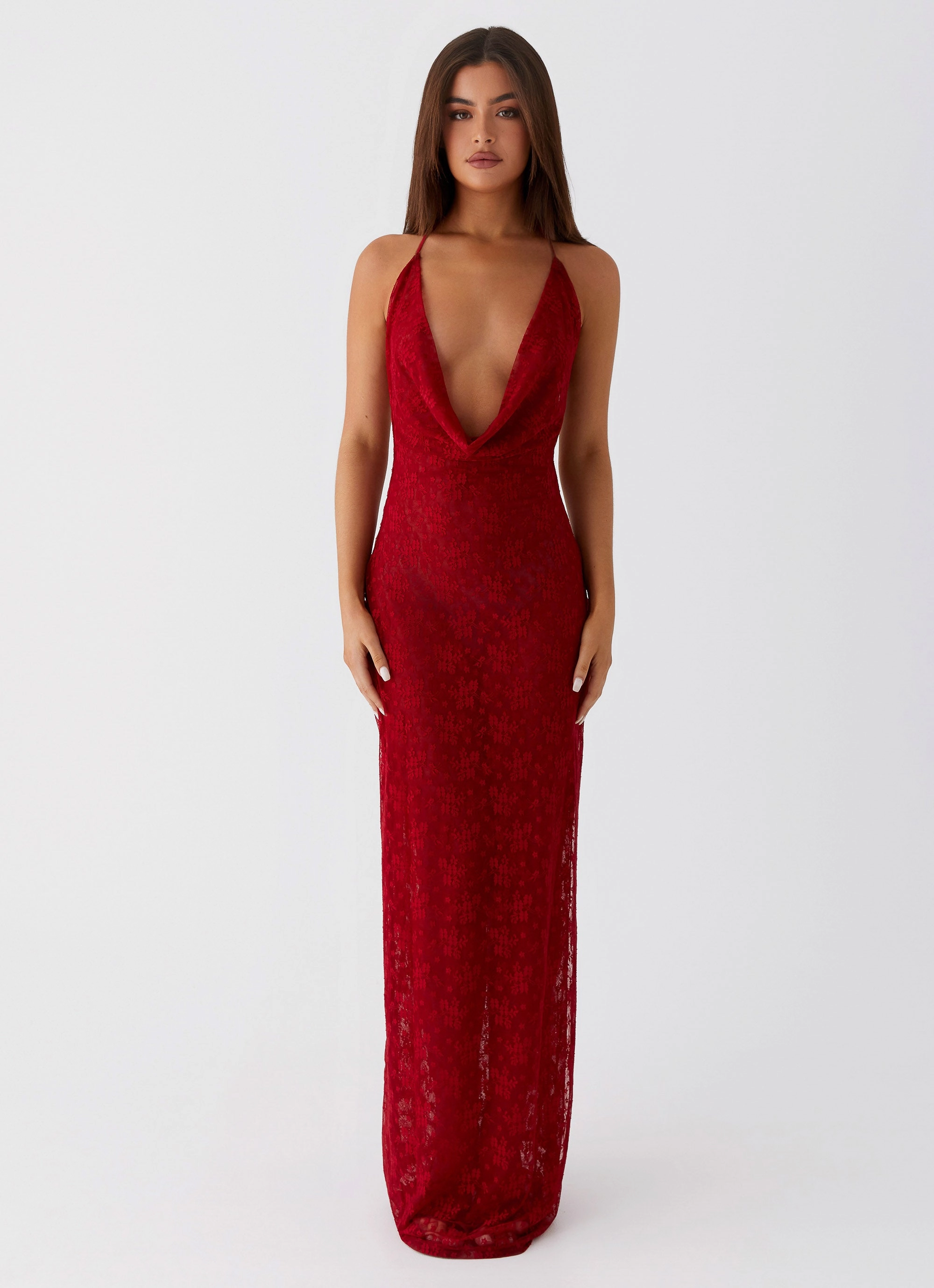 Champagne Coastline Maxi Dress - Dark Red Gender Free