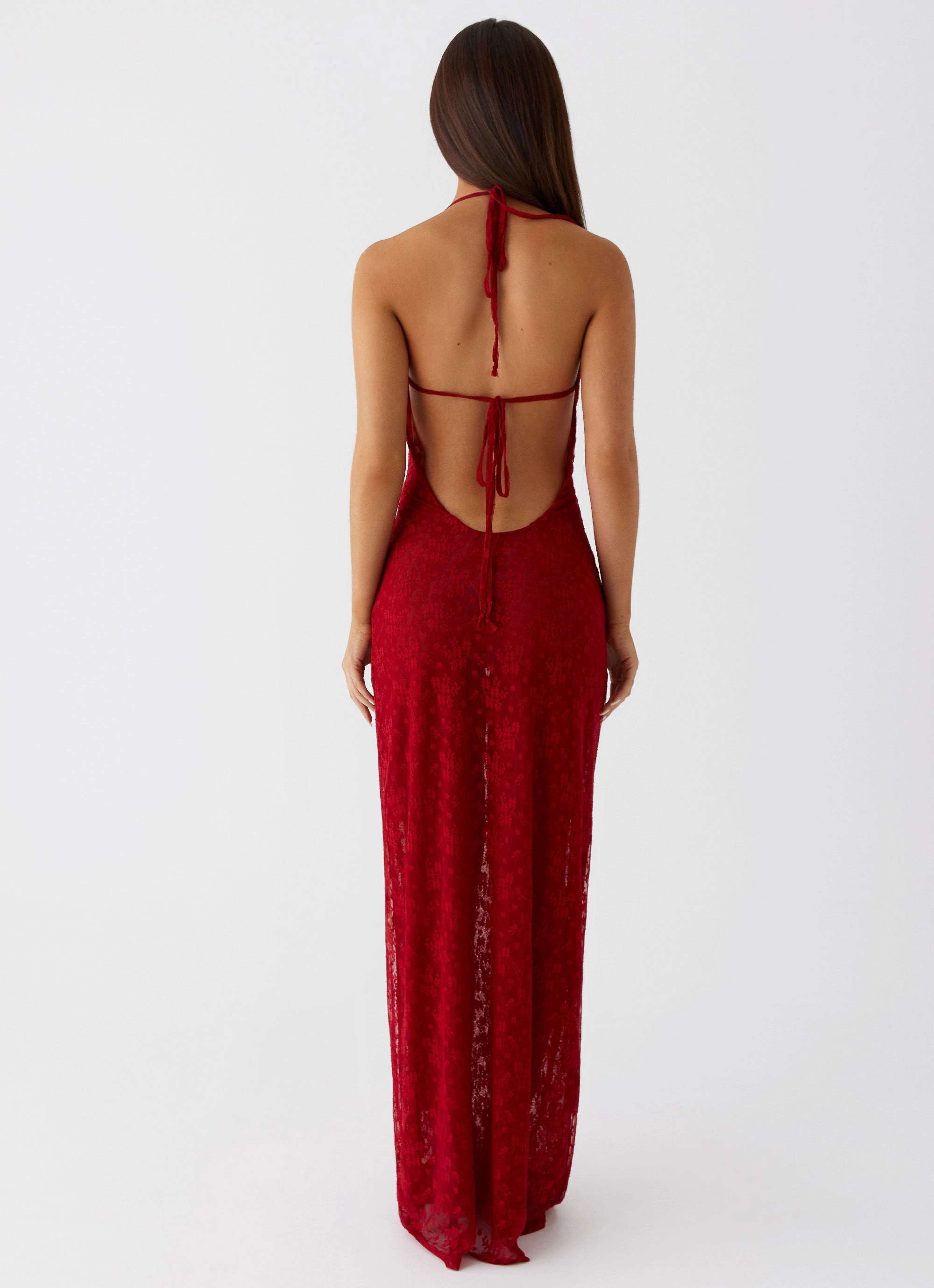 Street Ready Morning Glow Champagne Coastline Maxi Dress - Dark Red